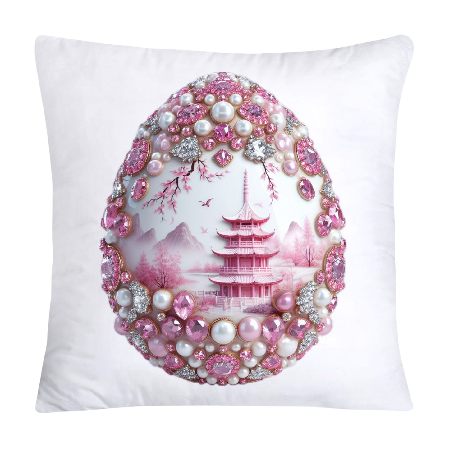 Pink and White Willow Egg Pillow Covers Vintage Inspired-2463