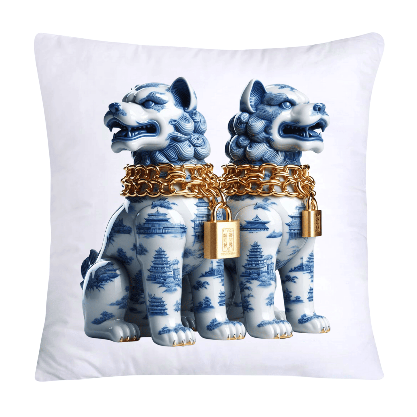 Classic Blue Willow Foo Dogs Pillow Covers-1797