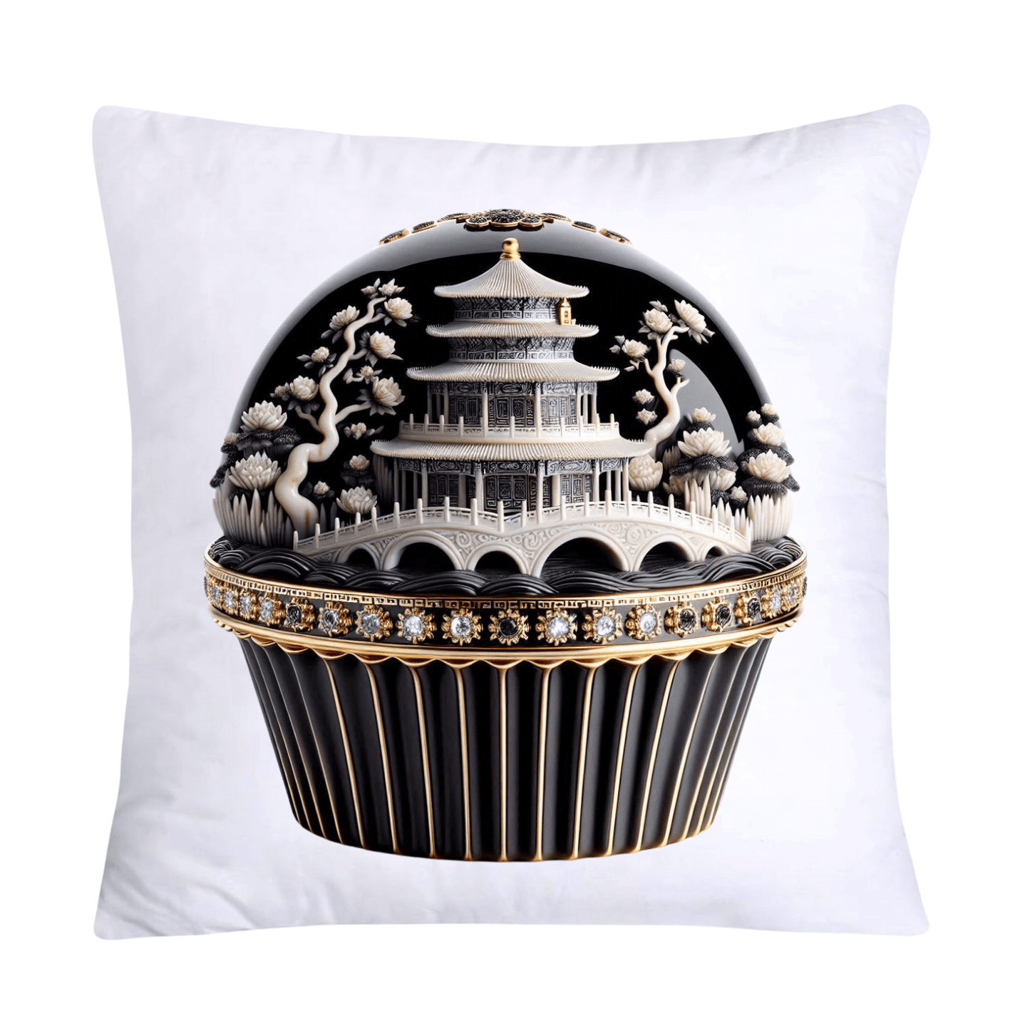 Black Willow Chinoiserie Cupcake 18x18 Throw Pillow Covers-5977