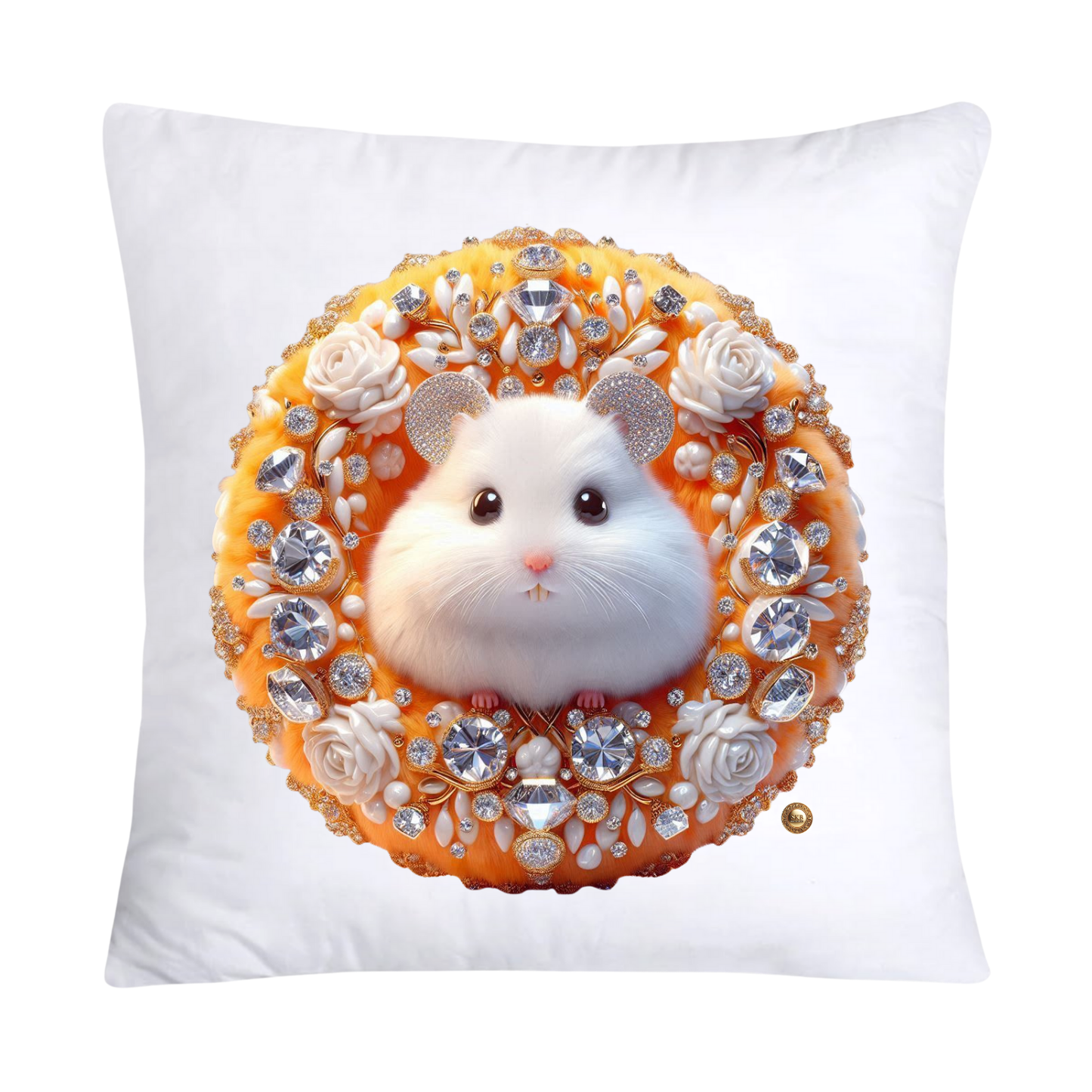 Orange Willow Whimsical Hamster in Donut Hole Pillow Covers 18X18-2189