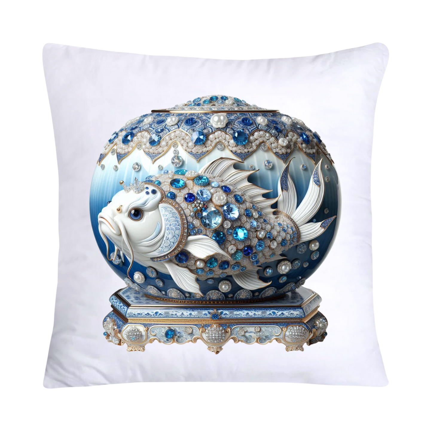 Blue Willow Stunning Koi Fish Pillow Covers 18x18-5084