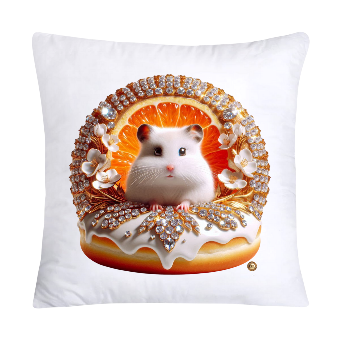 Orange Willow Whimsical Hamster in Donut Hole Pillow Covers 18X18-2196