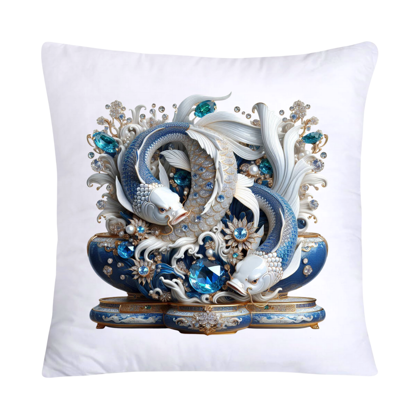 Blue Willow Stunning Koi Fish Pillow Covers 18x18-5079