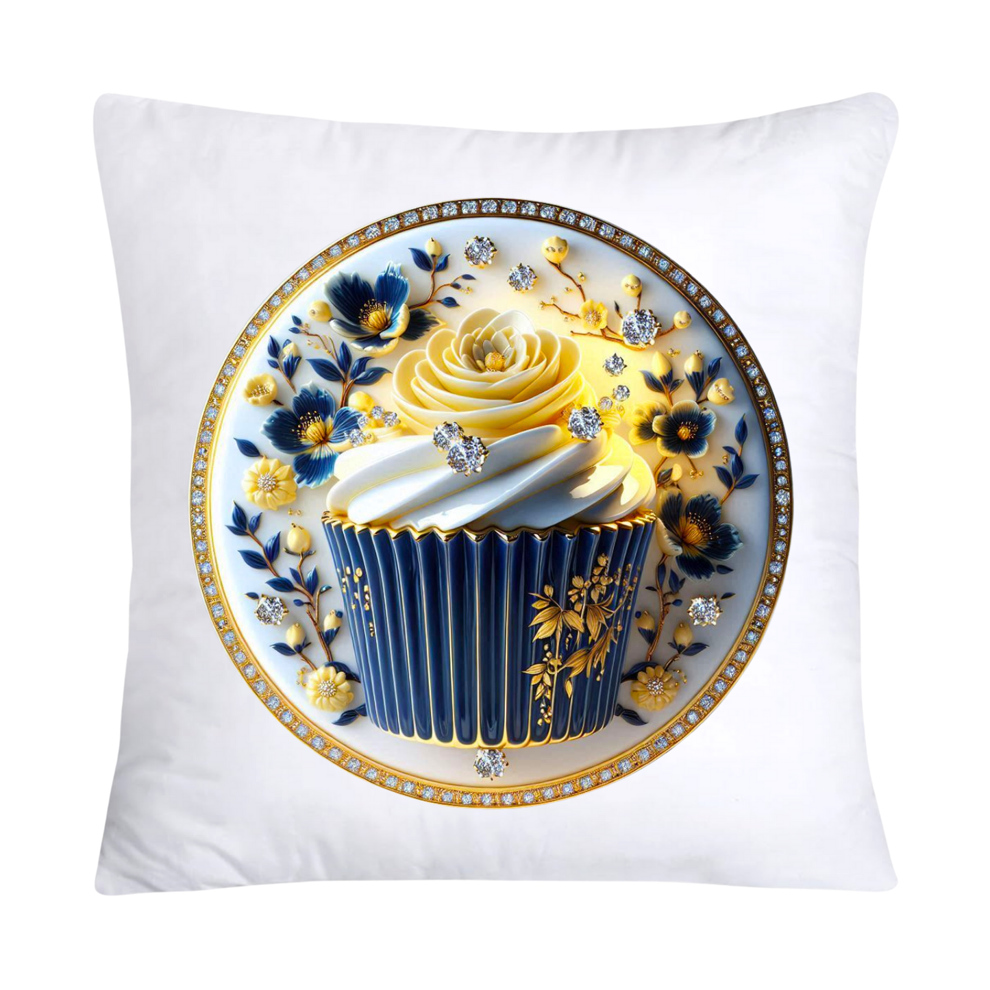 Blue and Yellow Willow 18x18 Chinoiserie Cupcake Throw Pillow Covers-5020