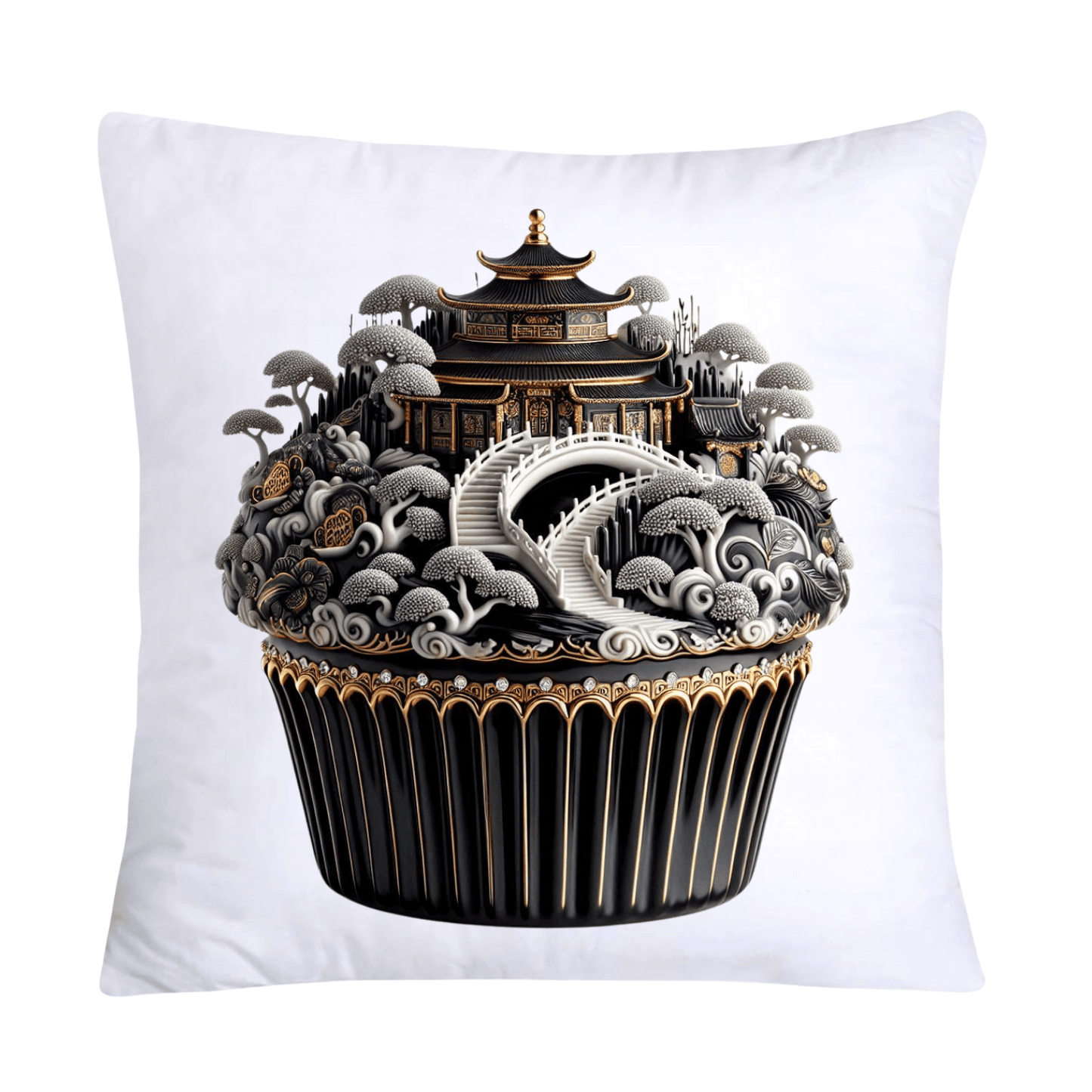 Black Willow Chinoiserie Cupcake 18x18 Throw Pillow Covers-5959