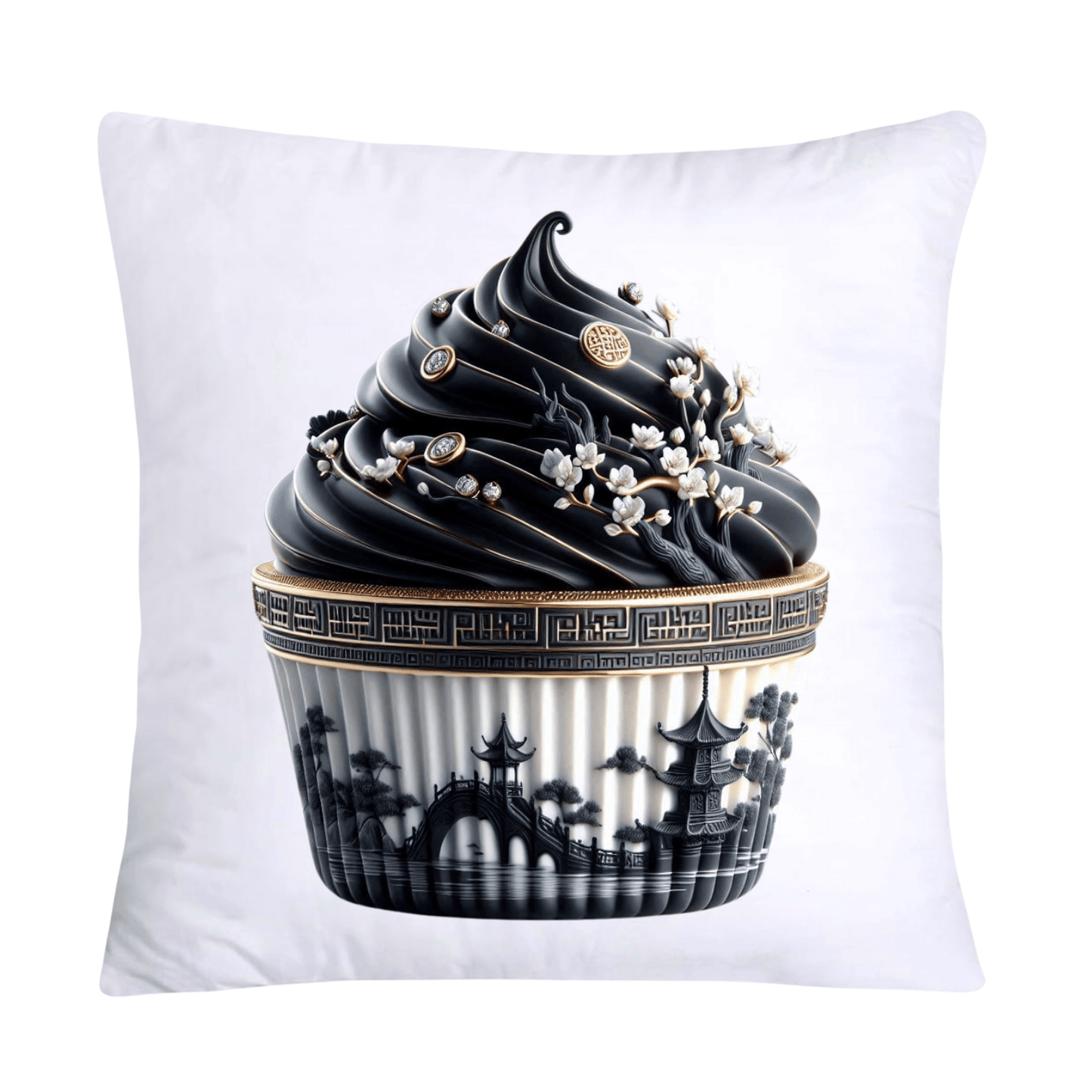 Black Willow Chinoiserie Cupcake 18x18 Throw Pillow Covers-5996