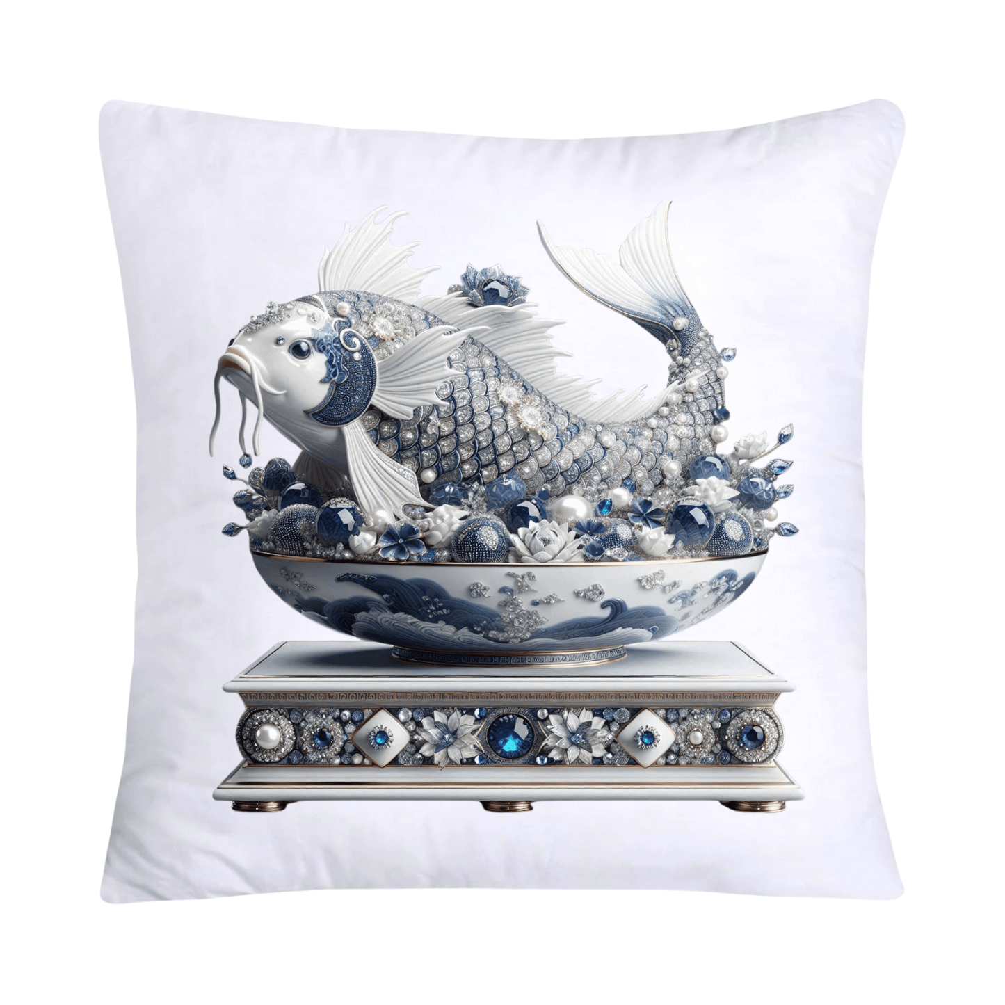 Blue Willow Stunning Koi Fish Pillow Covers 18x18-5119