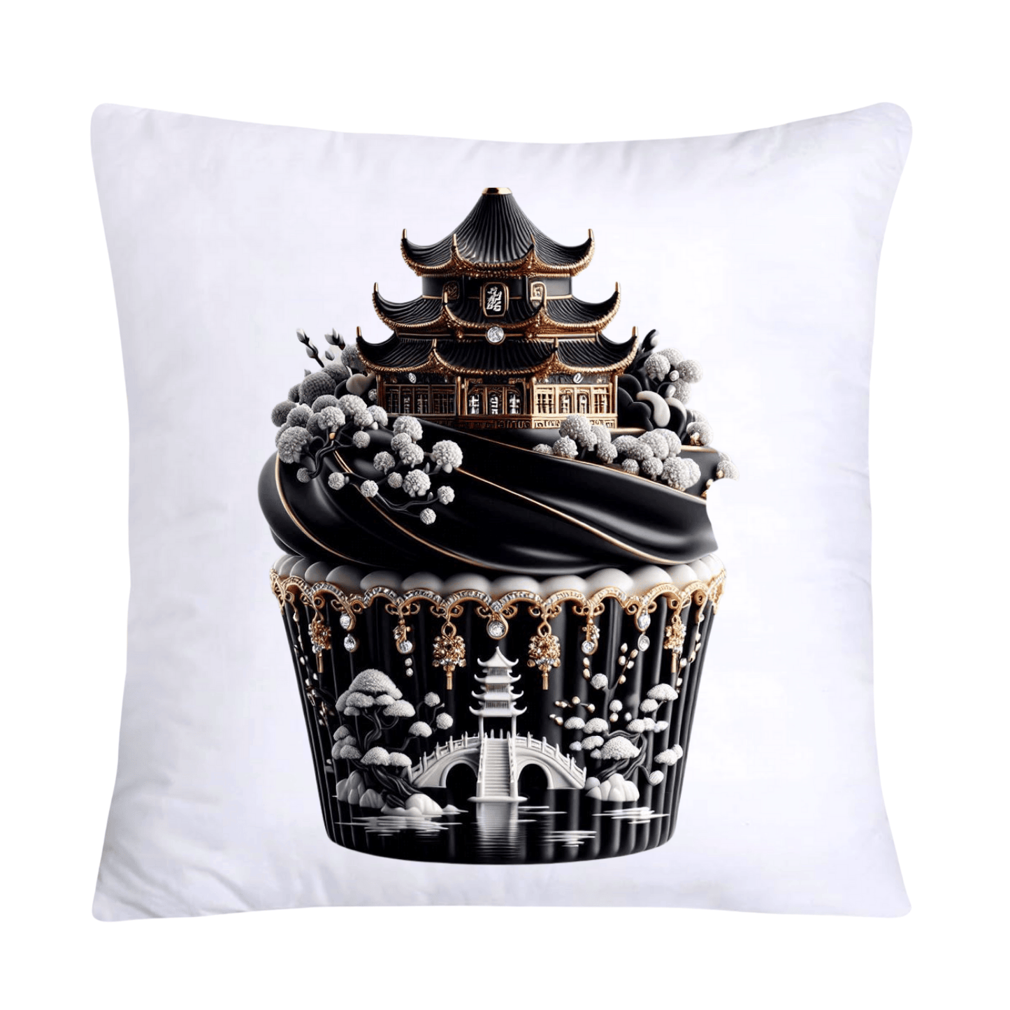 Black Willow Chinoiserie Cupcake 18x18 Throw Pillow Covers-5985