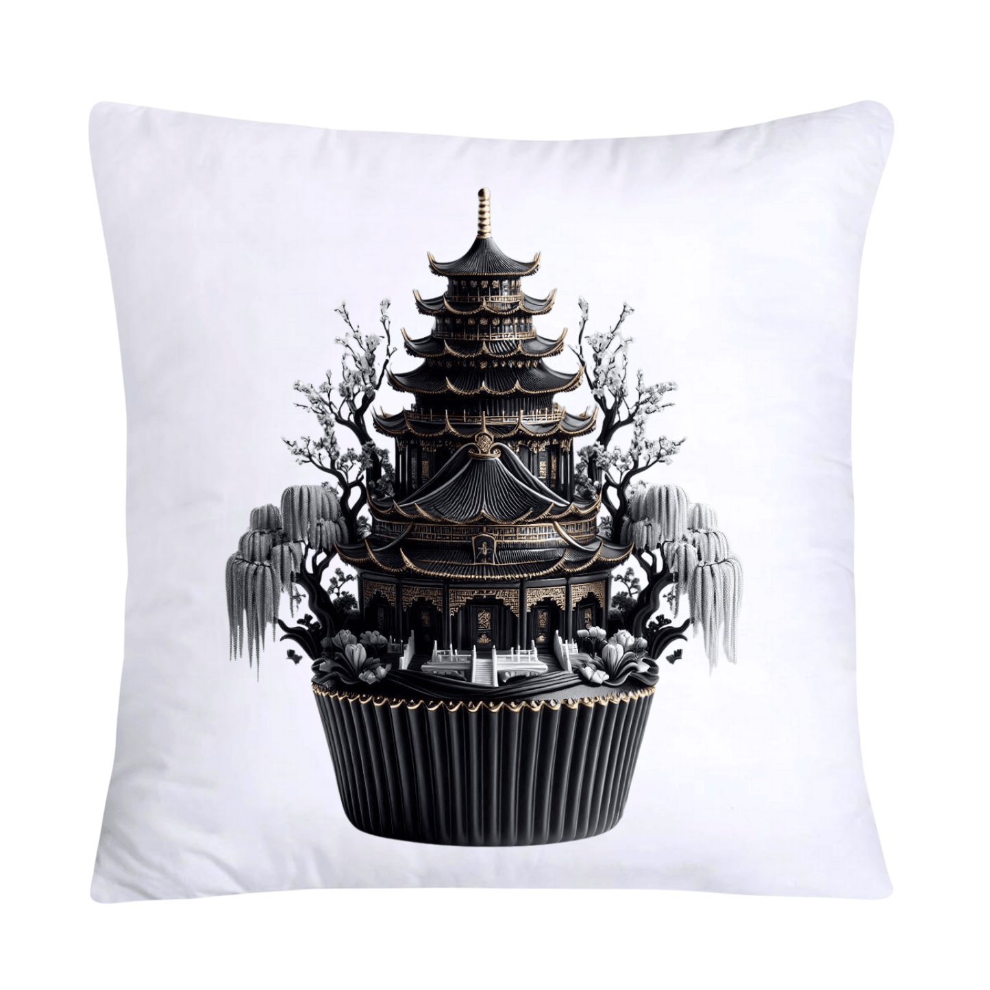 Black Willow Chinoiserie Cupcake 18x18 Throw Pillow Covers-5982