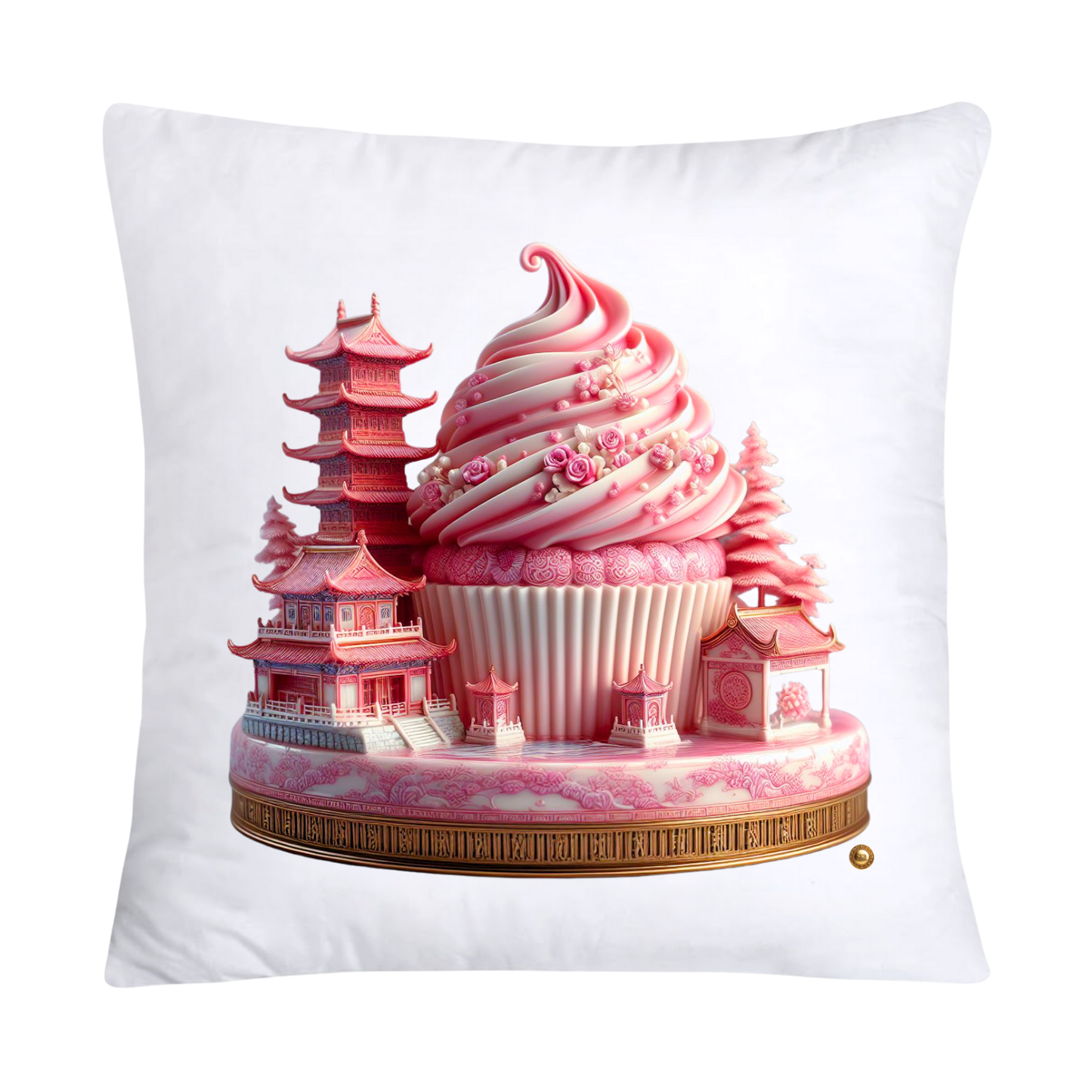 Pink Willow Chinoiserie Decorative Cupcake Throw Pillow Cover 18x18-1940