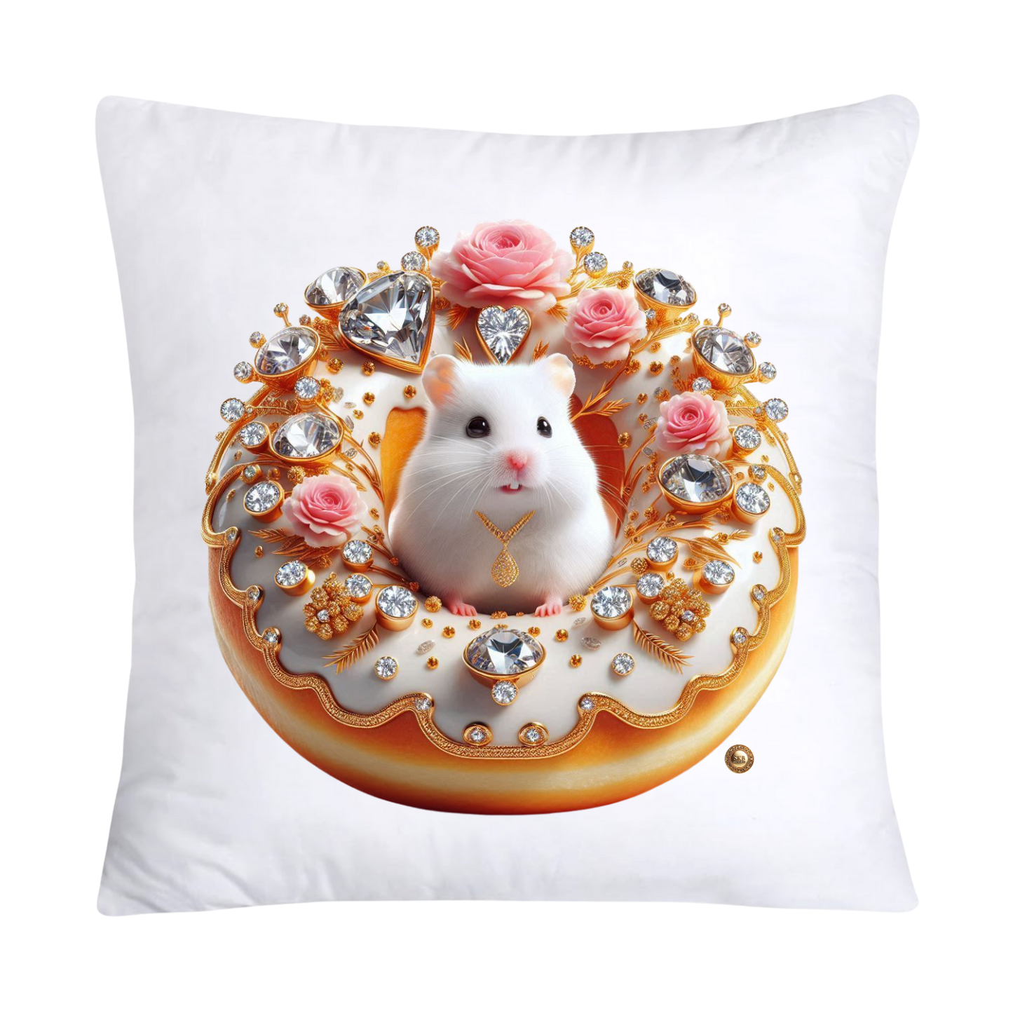 Orange Willow Whimsical Hamster in Donut Hole Pillow Covers 18X18-2195