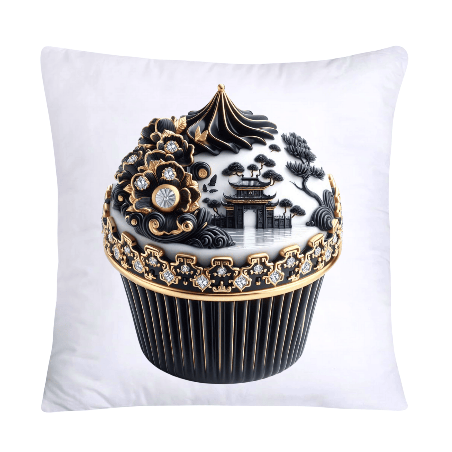 Black Willow Chinoiserie Cupcake 18x18 Throw Pillow Covers-5984