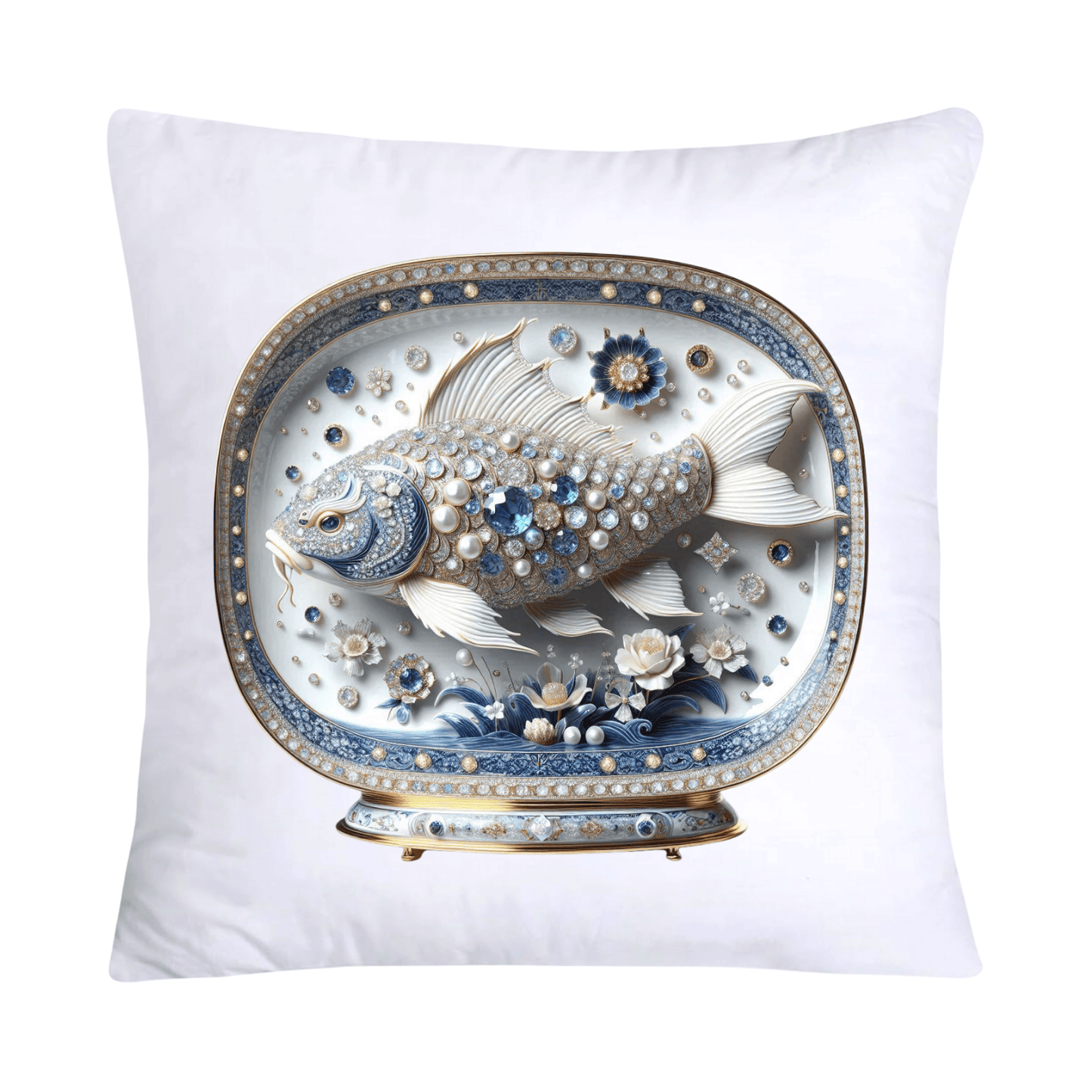 Blue Willow Stunning Koi Fish Pillow Covers 18x18-5165