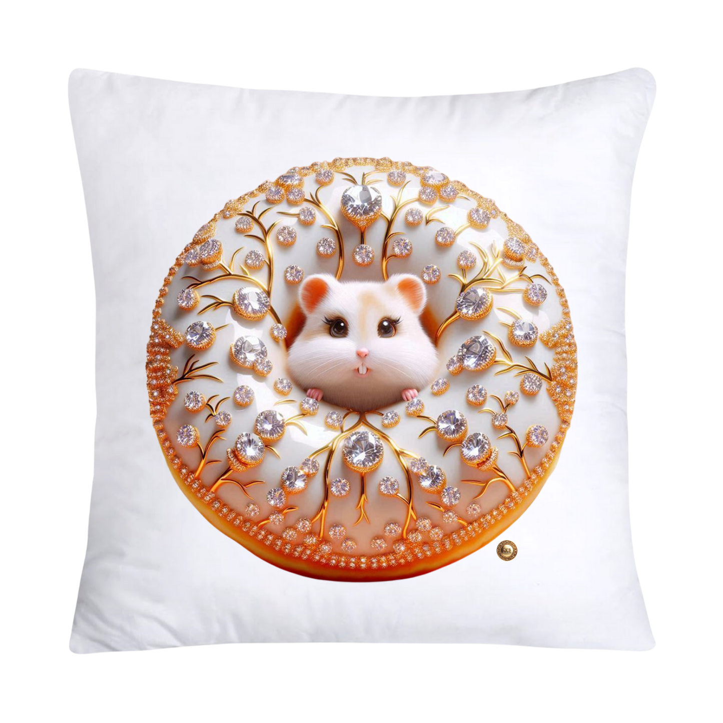 Orange Willow Whimsical Hamster in Donut Hole Pillow Covers 18X18-1967