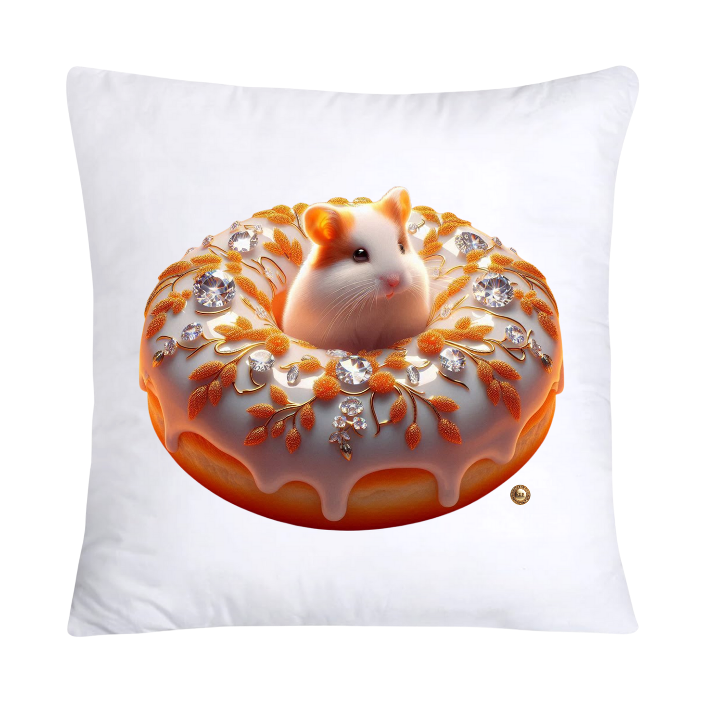 Orange Willow Whimsical Hamster in Donut Hole Pillow Covers 18X18-2198