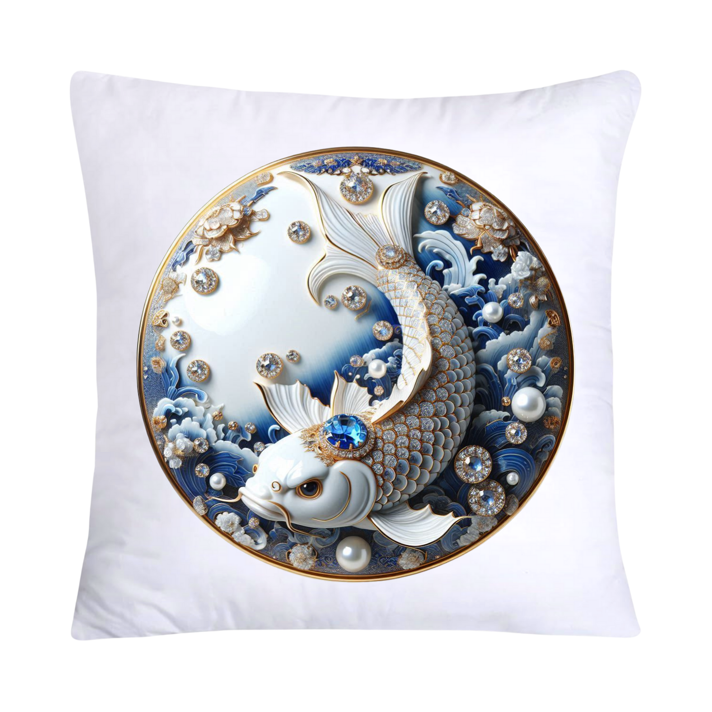 Blue Willow Stunning Koi Fish Pillow Covers 18x18-5099