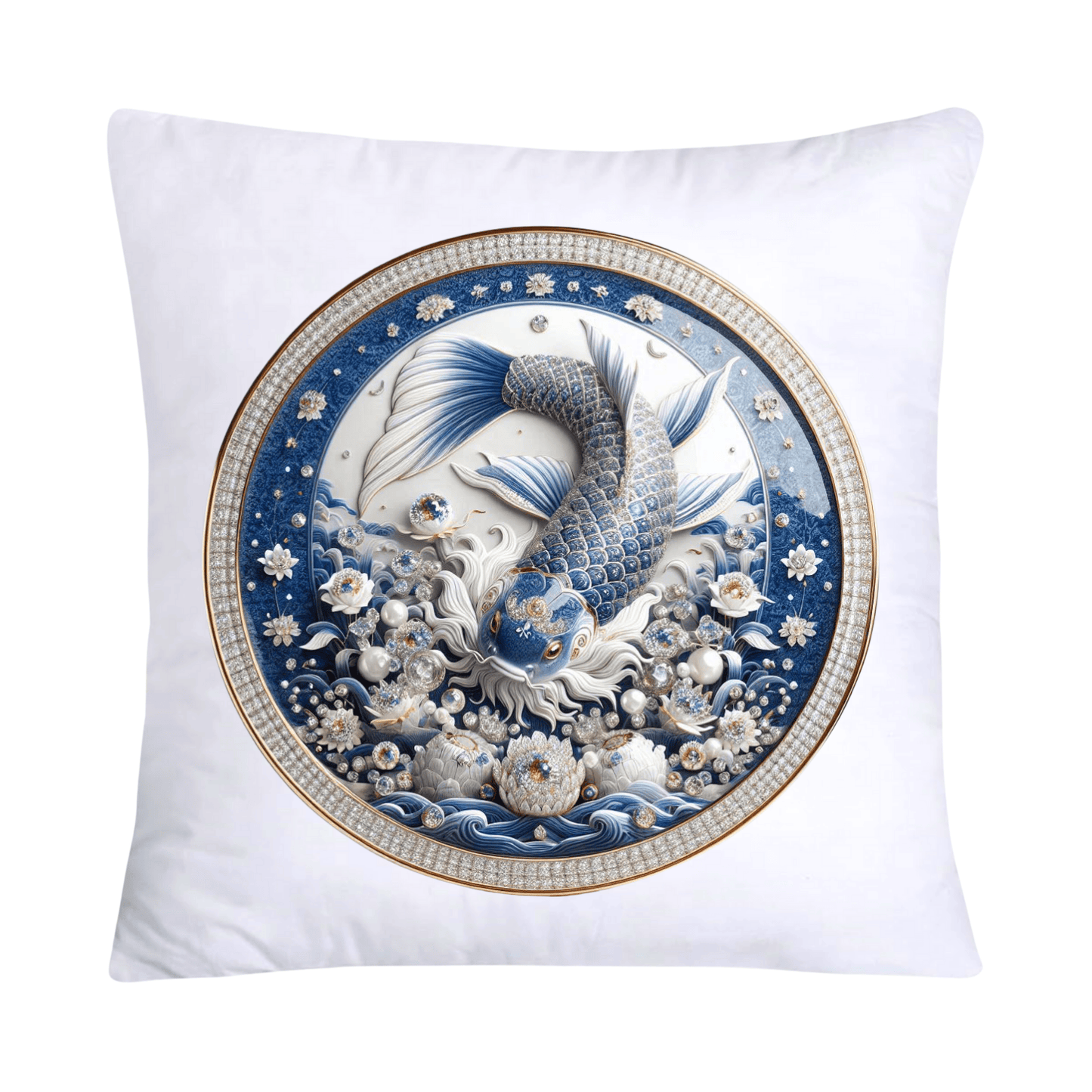 Blue Willow Stunning Koi Fish Pillow Covers 18x18-5094