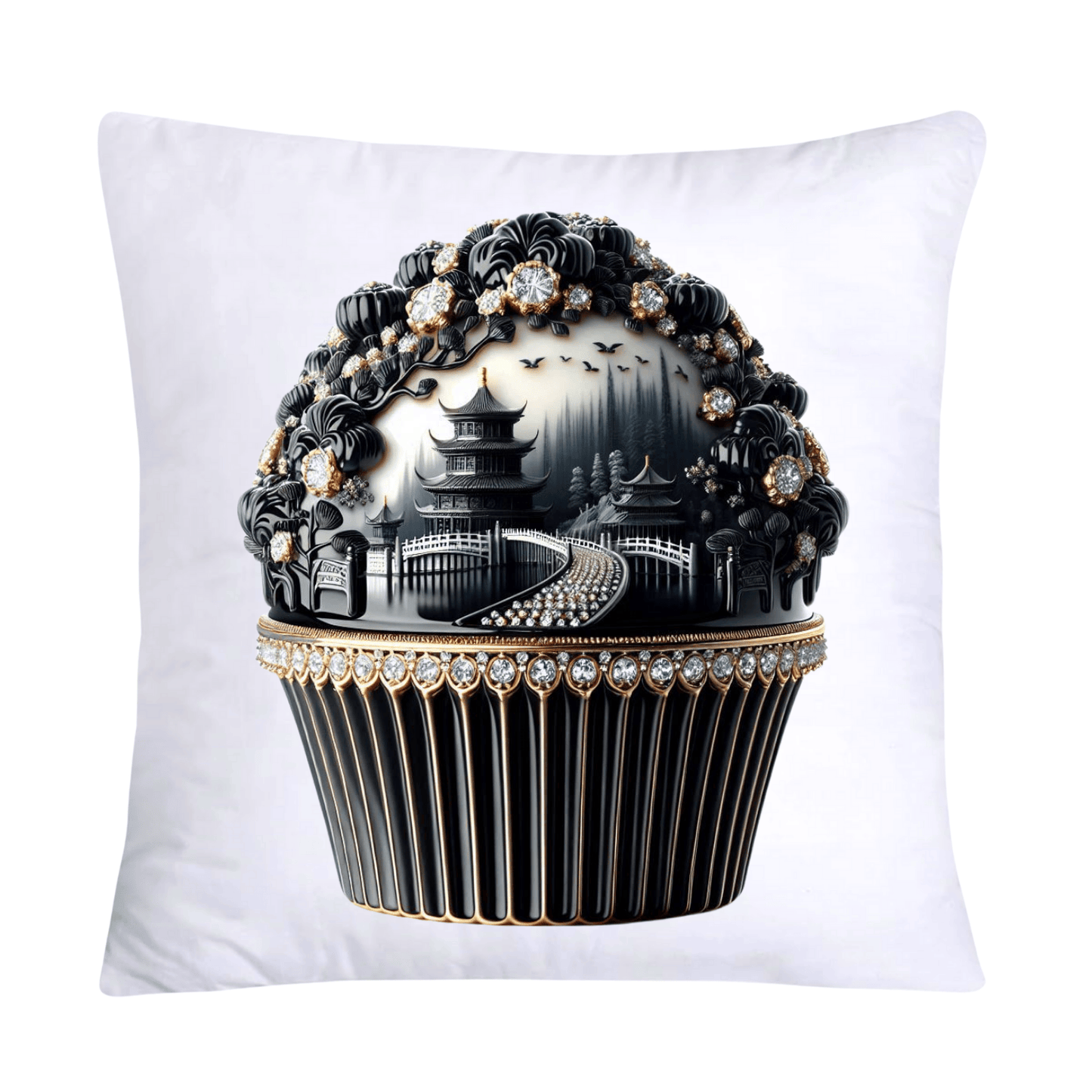 Black Willow Chinoiserie Cupcake 18x18 Throw Pillow Covers-6005