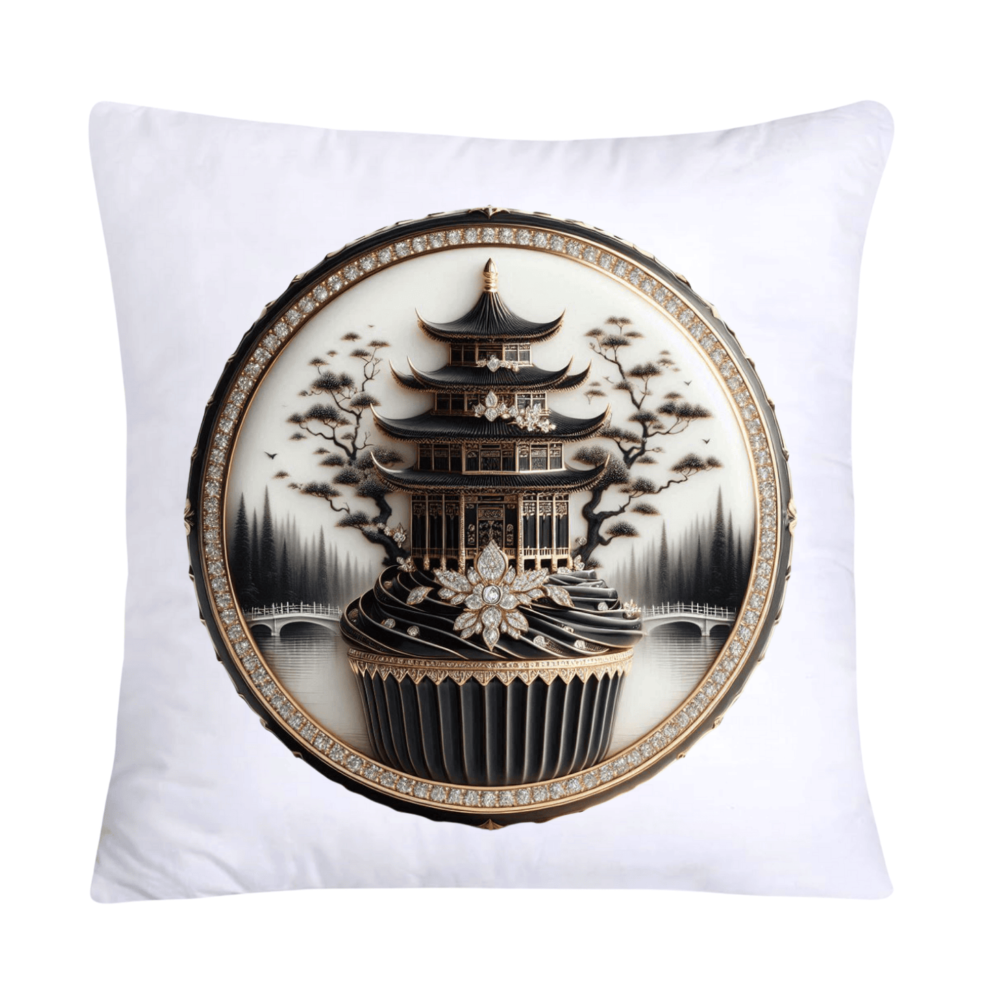 Black Willow Chinoiserie Cupcake 18x18 Throw Pillow Covers-5967
