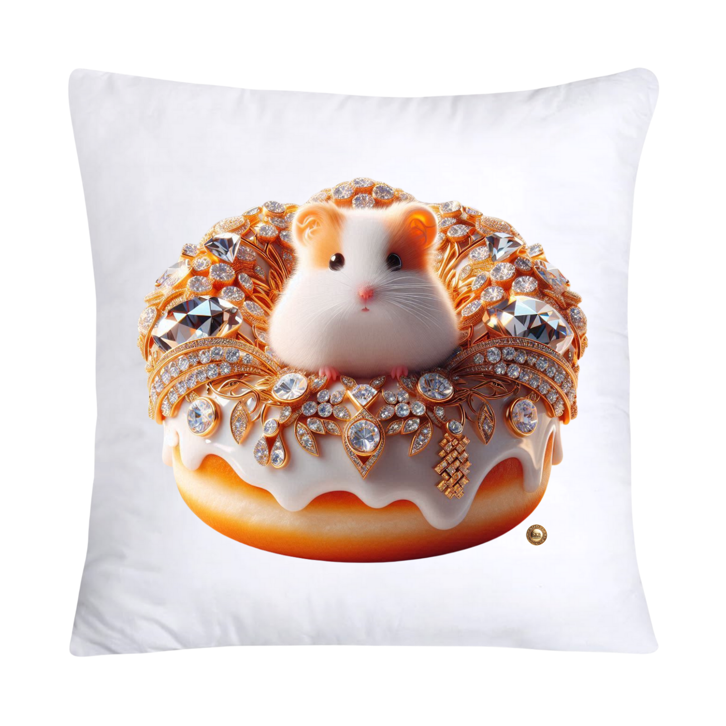 Orange Willow Whimsical Hamster in Donut Hole Pillow Covers 18X18-2188