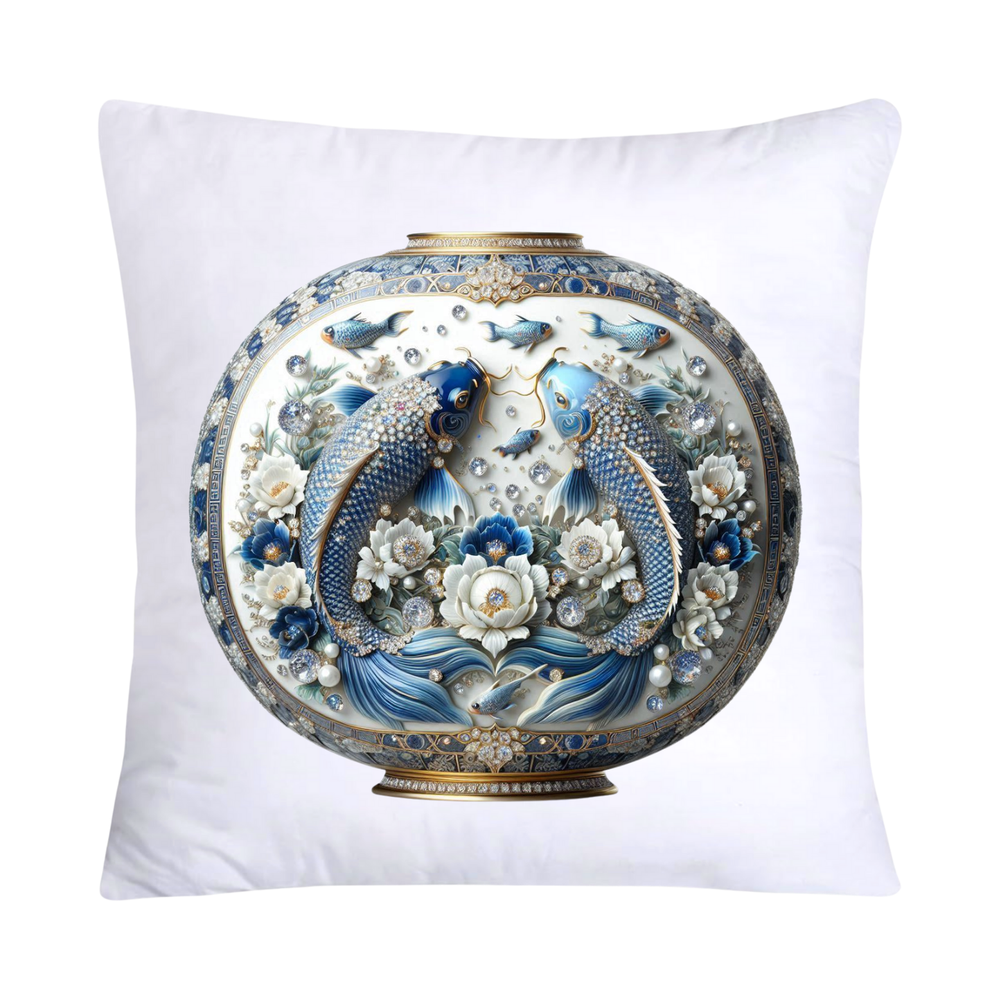 Blue Willow Stunning Koi Fish Pillow Covers 18x18-5161