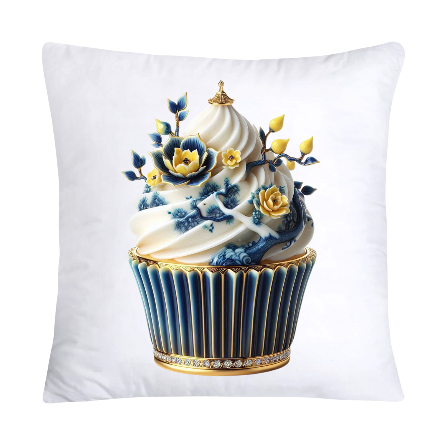 Blue and Yellow Willow 18x18 Chinoiserie Cupcake Throw Pillow Covers-5039