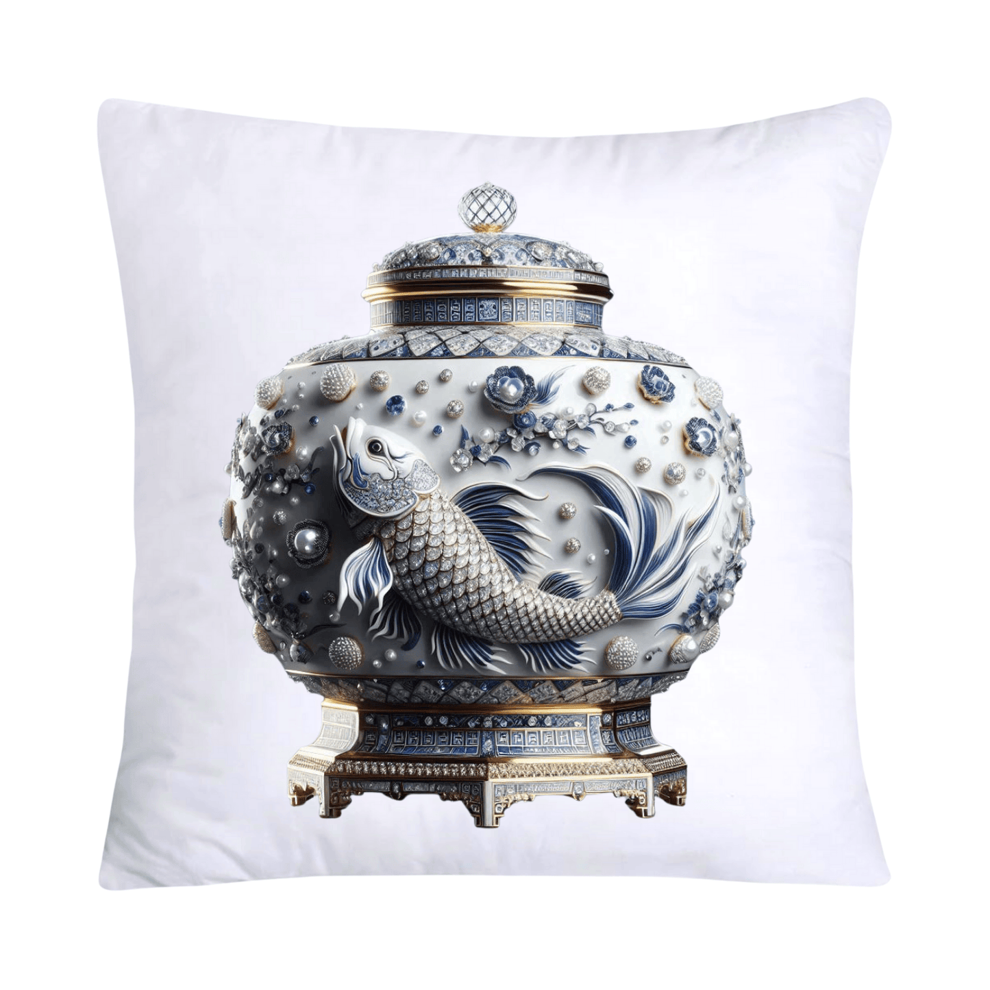 Blue Willow Stunning Koi Fish Pillow Covers 18x18-5131