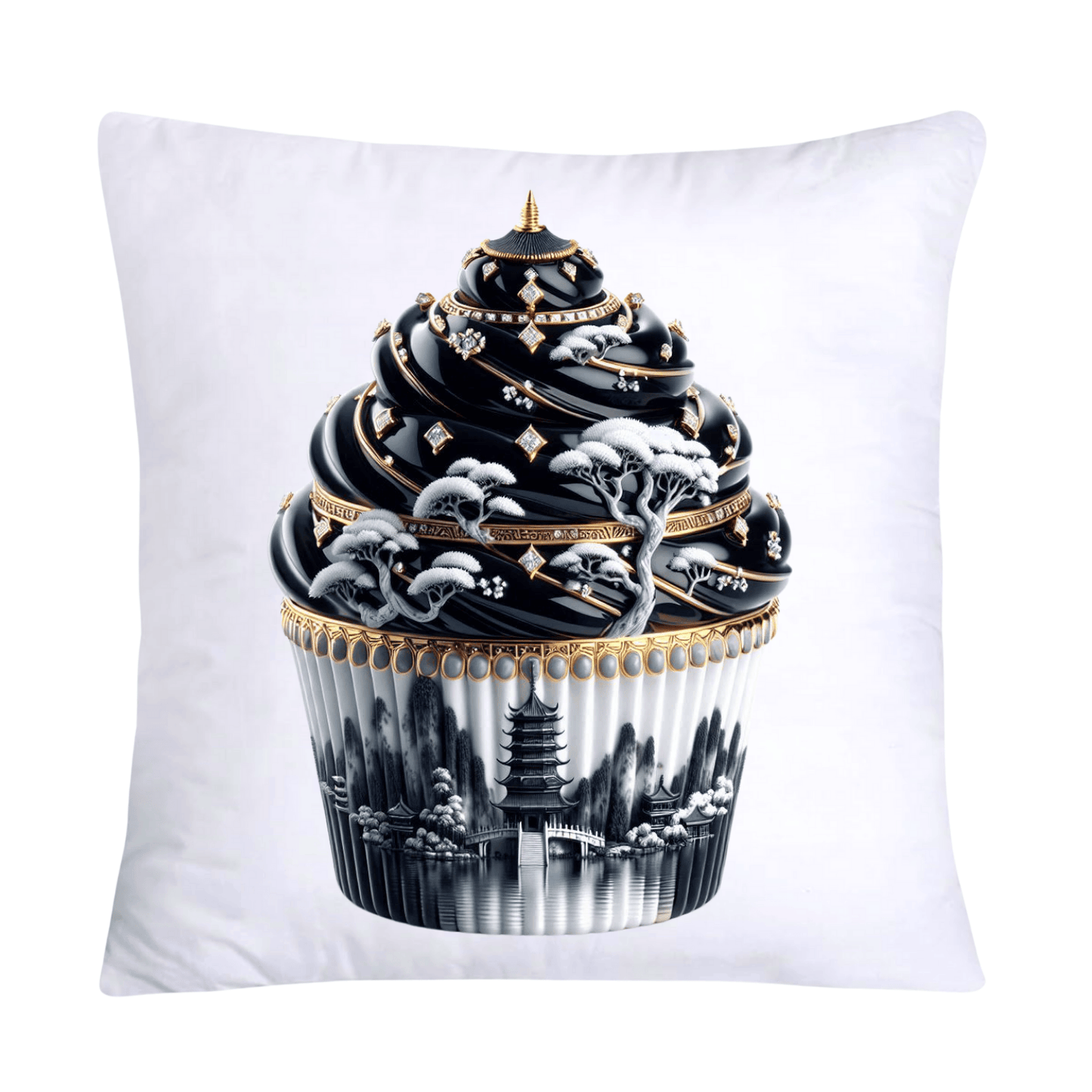 Black Willow Chinoiserie Cupcake 18x18 Throw Pillow Covers-5983