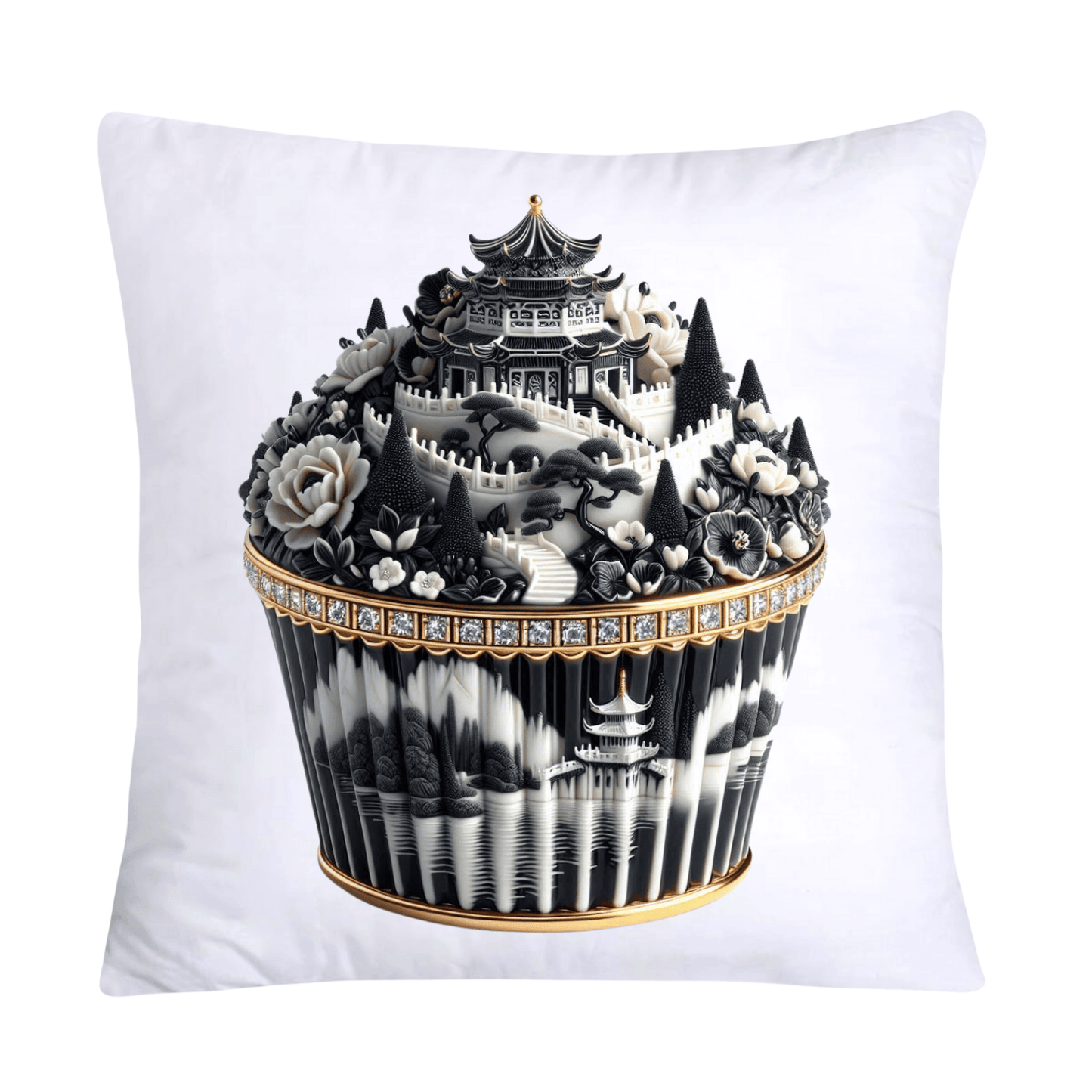 Black Willow Chinoiserie Cupcake 18x18 Throw Pillow Covers-5963