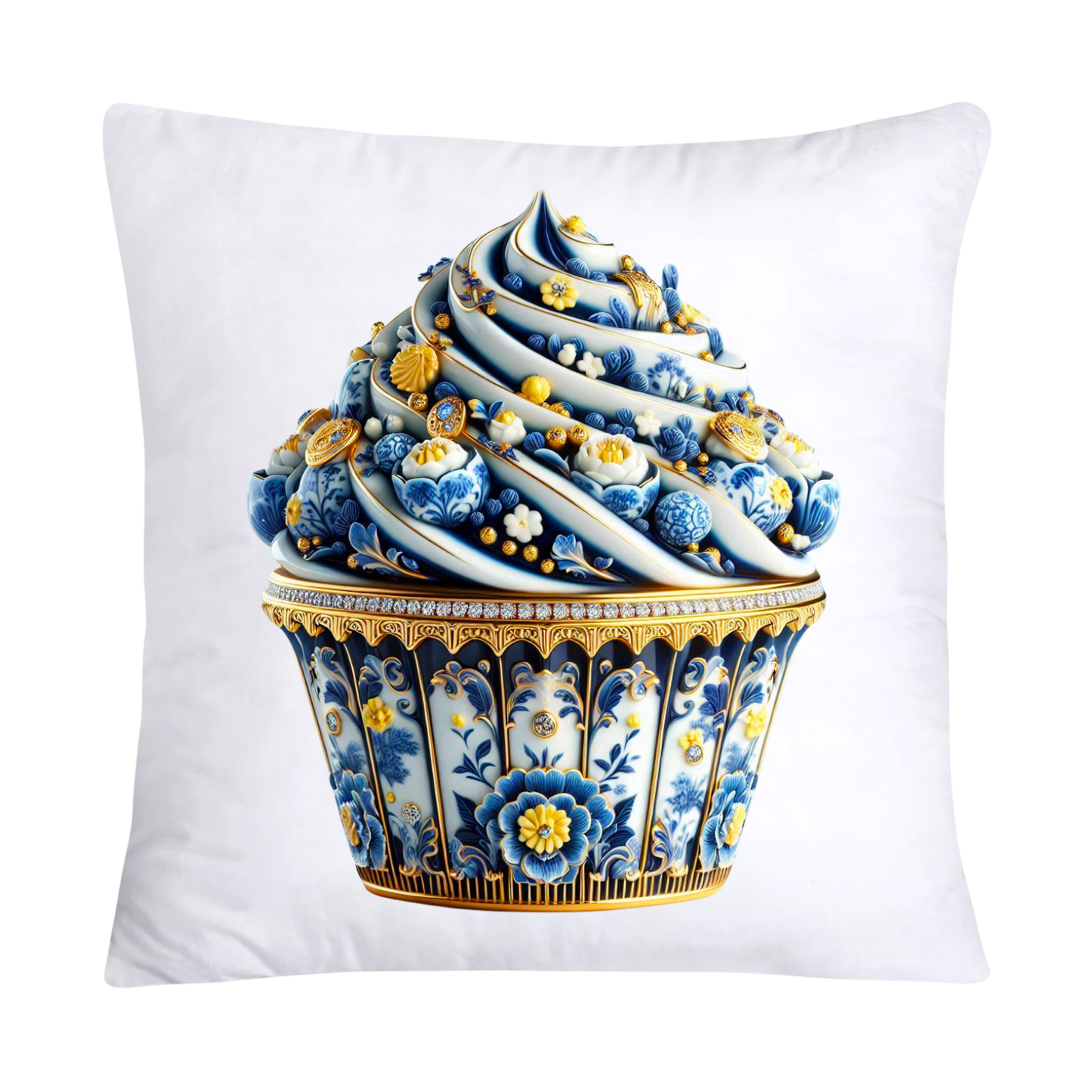 Blue and Yellow Willow 18x18 Chinoiserie Cupcake Throw Pillow Covers-5050