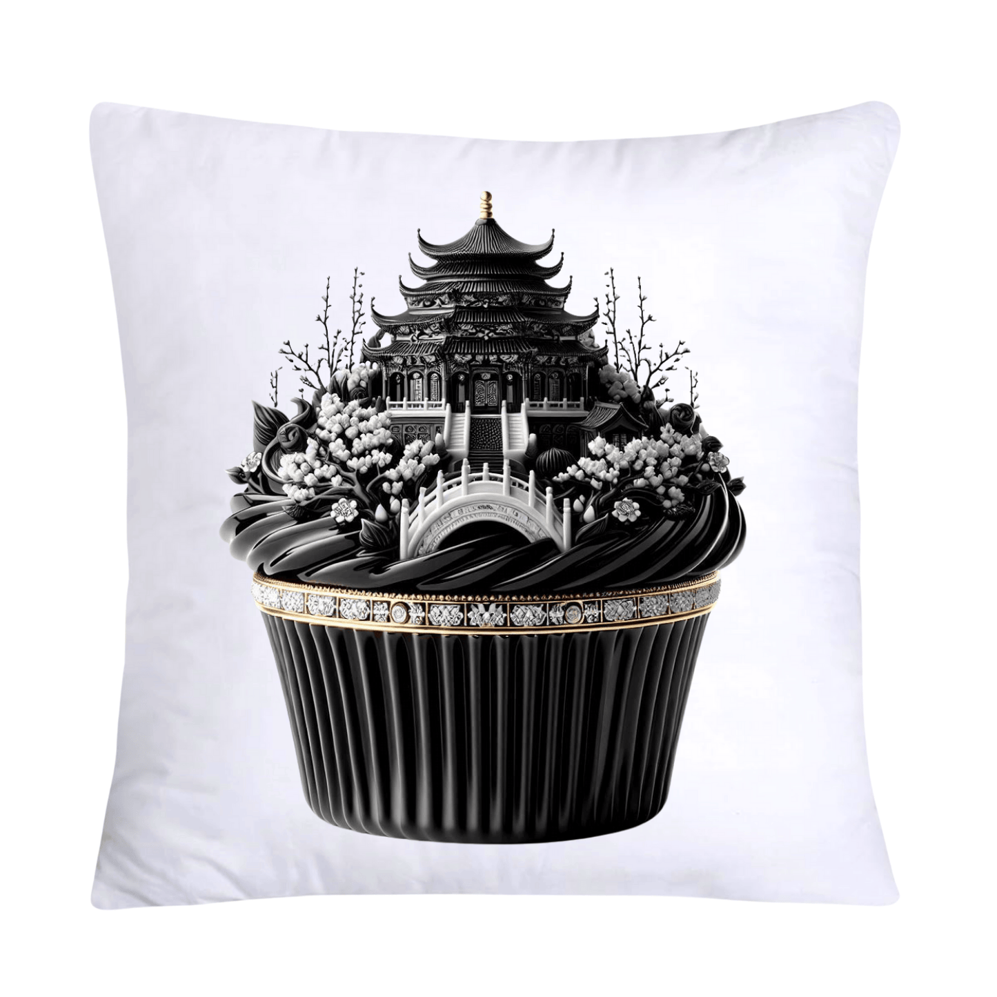 Black Willow Chinoiserie Cupcake 18x18 Throw Pillow Covers-5980