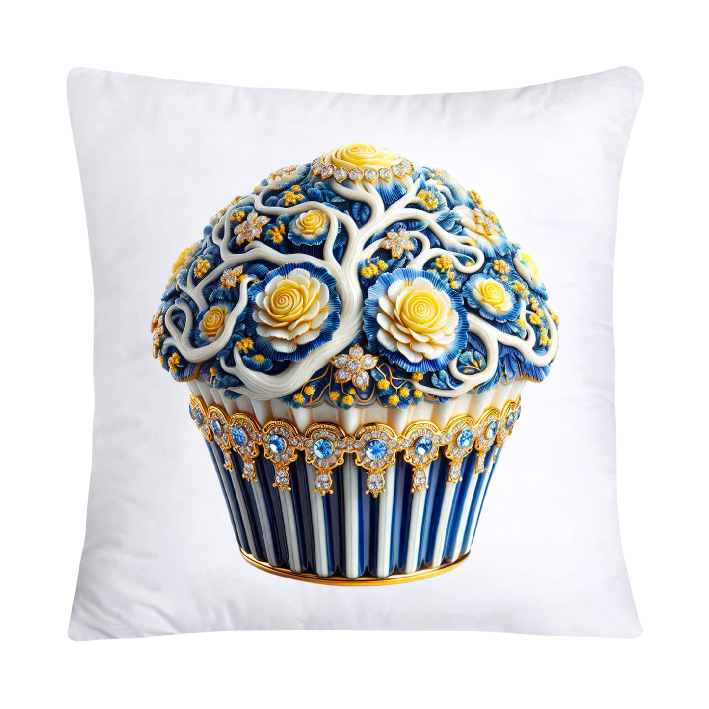 Blue and Yellow Willow 18x18 Chinoiserie Cupcake Throw Pillow Covers-5026