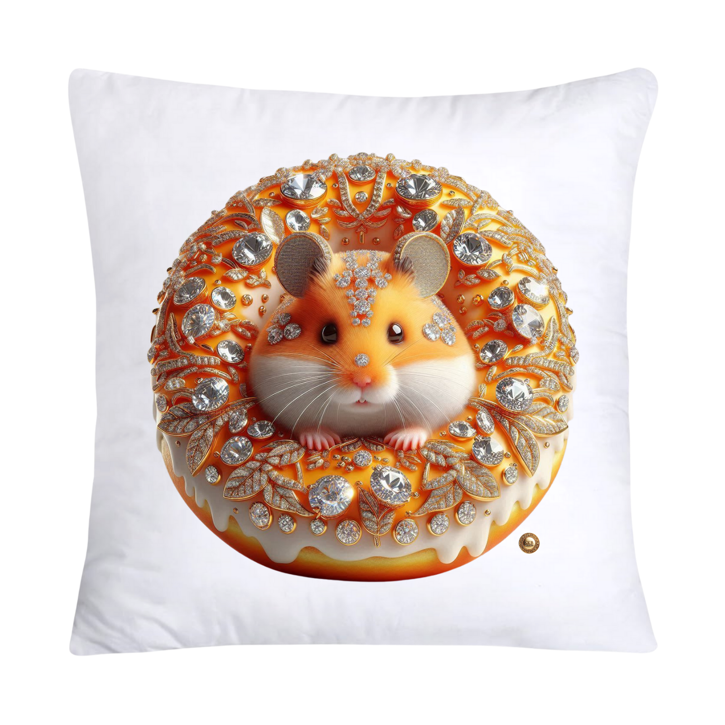 Orange Willow Whimsical Hamster in Donut Hole Pillow Covers 18X18-2191