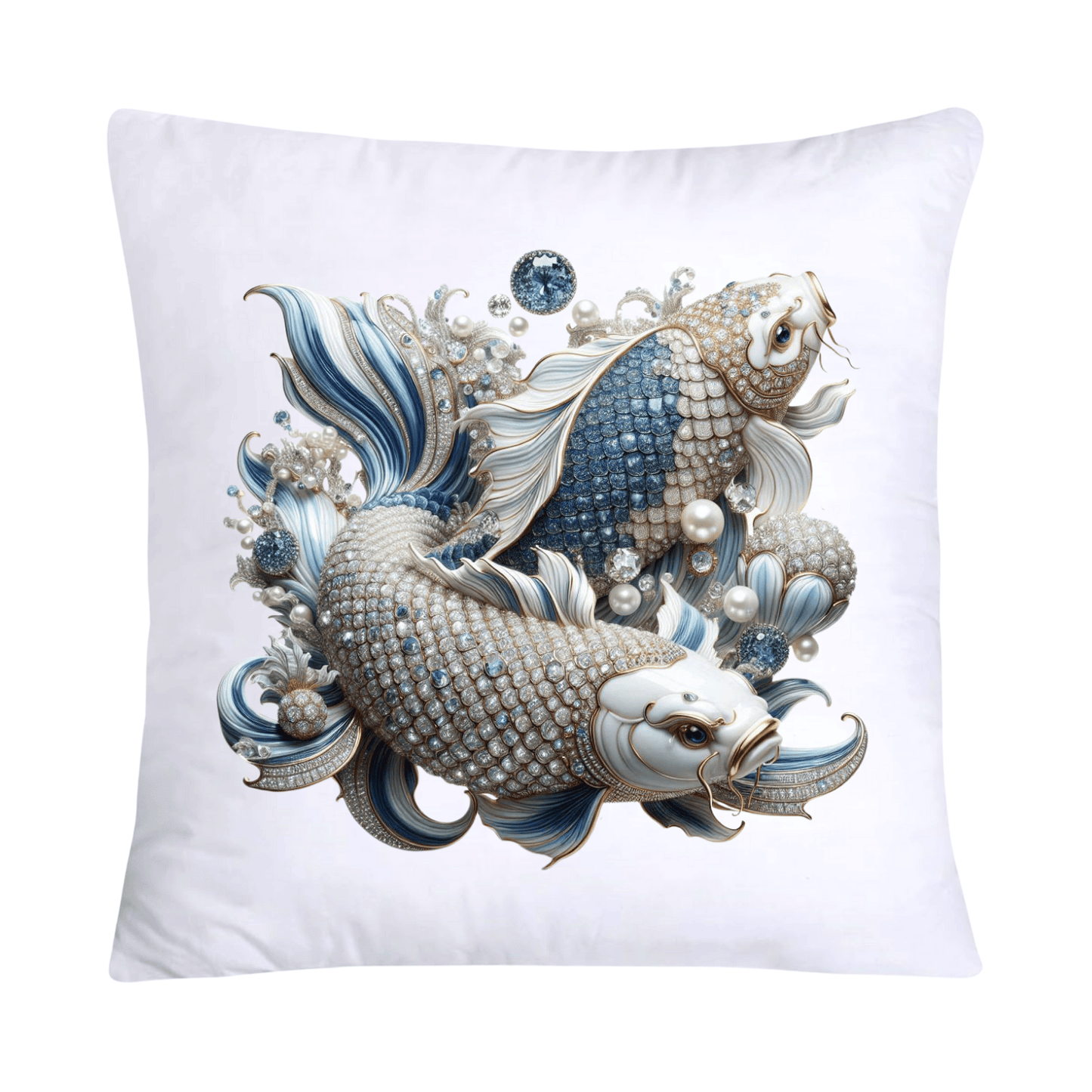 Blue Willow Stunning Koi Fish Pillow Covers 18x18-5113
