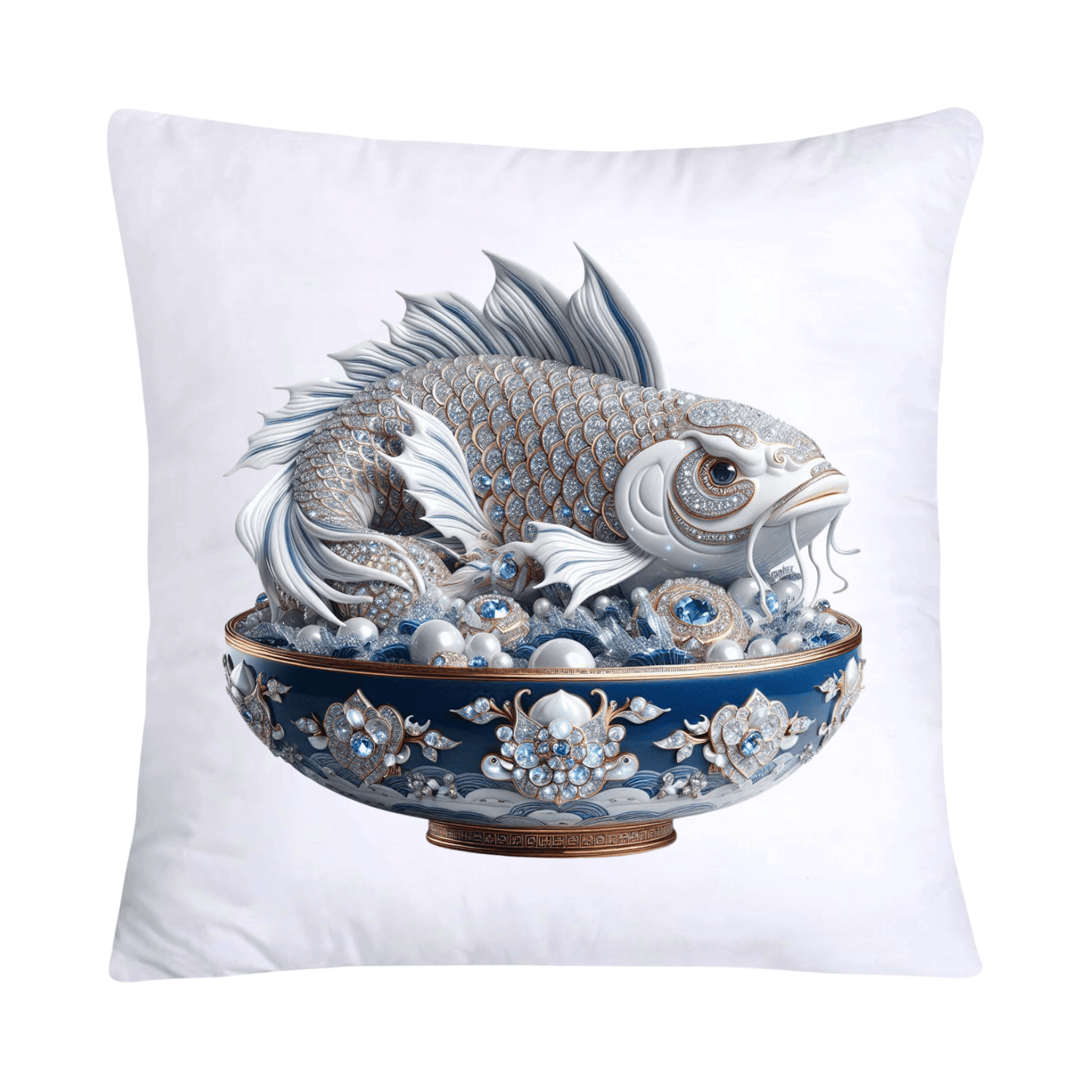 Blue Willow Stunning Koi Fish Pillow Covers 18x18-5124