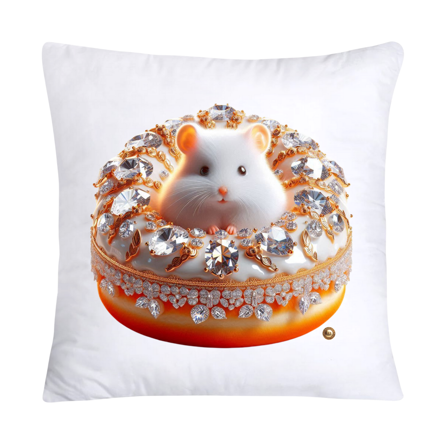 Orange Willow Whimsical Hamster in Donut Hole Pillow Covers 18X18-2205