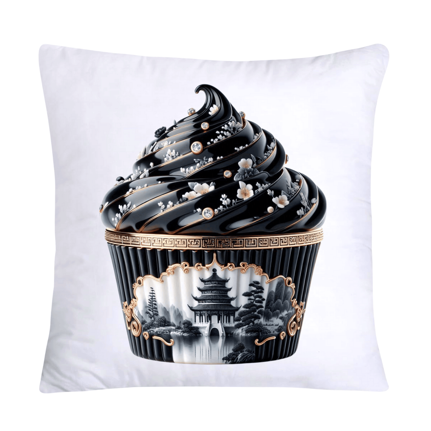 Black Willow Chinoiserie Cupcake 18x18 Throw Pillow Covers-5987