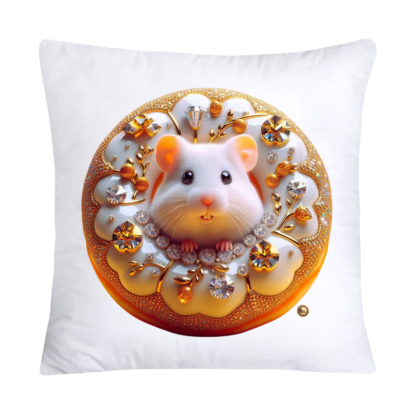 Orange Willow Whimsical Hamster in Donut Hole Pillow Covers 18X18-2197