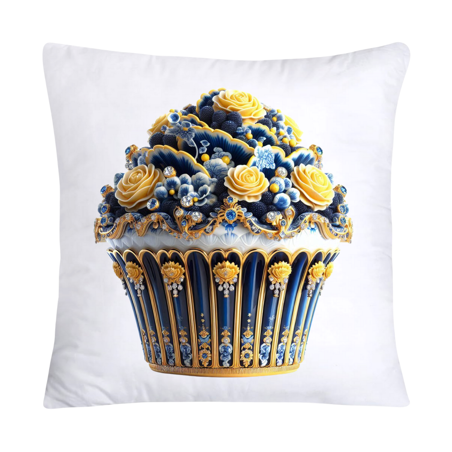 Blue and Yellow Willow 18x18 Chinoiserie Cupcake Throw Pillow Covers-5034