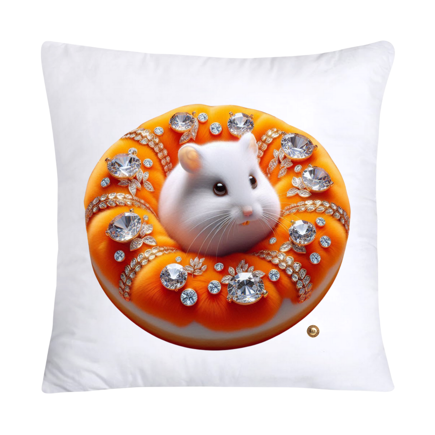 Orange Willow Whimsical Hamster in Donut Hole Pillow Covers 18X18-2190