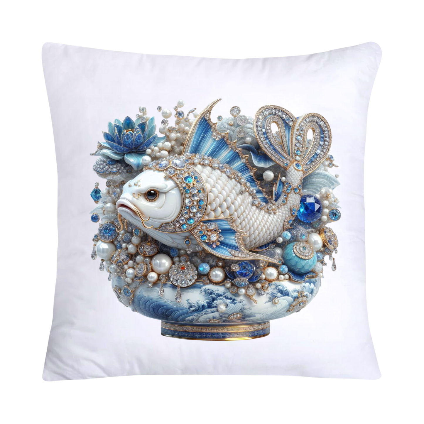Blue Willow Stunning Koi Fish Pillow Covers 18x18-5143