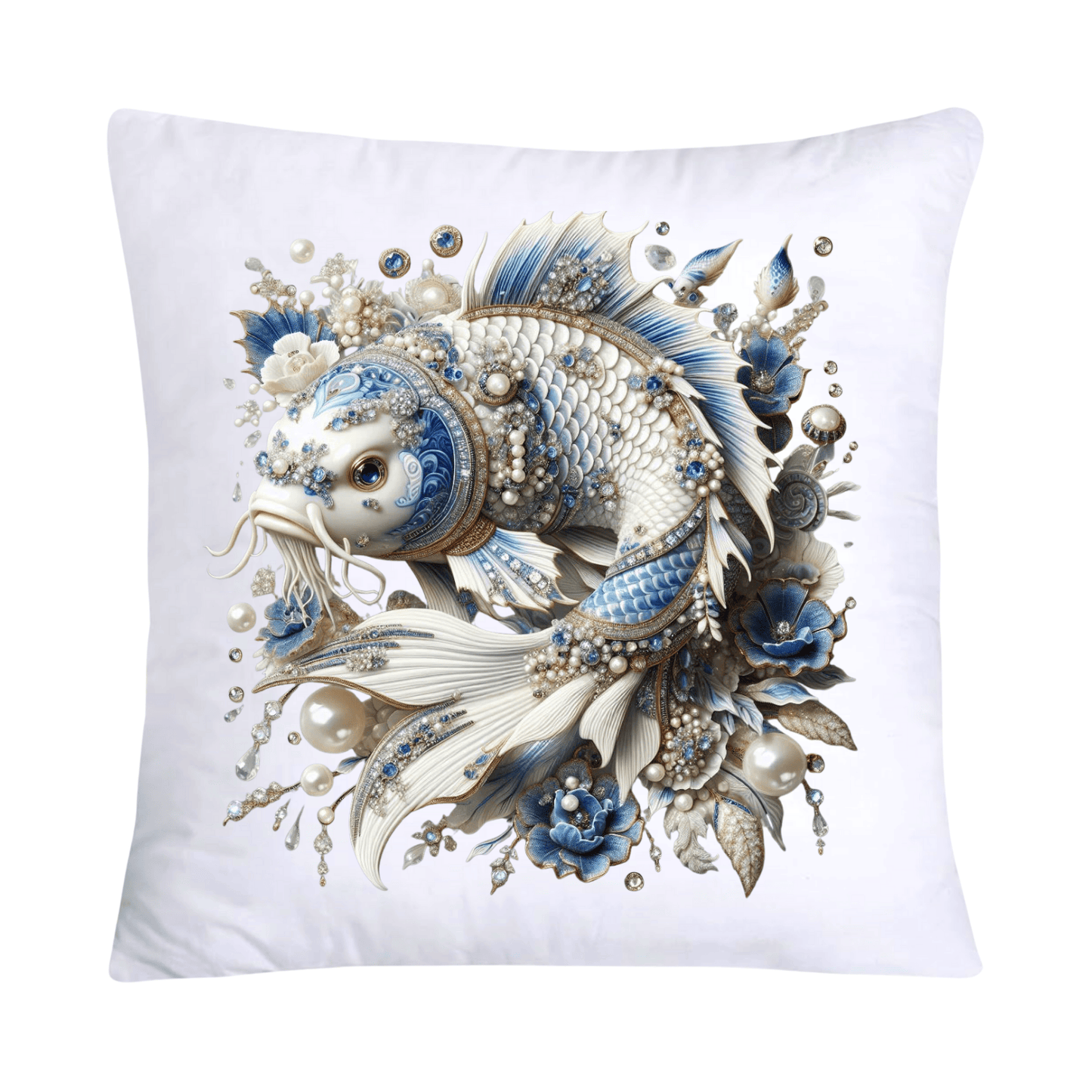 Blue Willow Stunning Koi Fish Pillow Covers 18x18-5097