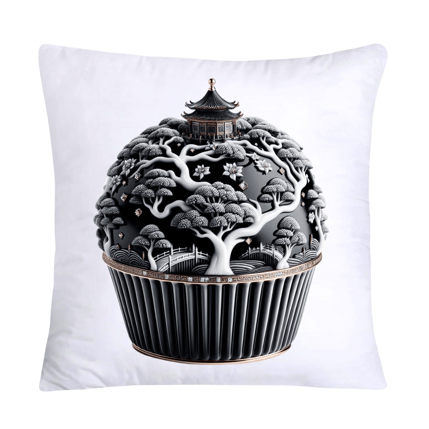 Black Willow Chinoiserie Cupcake 18x18 Throw Pillow Covers-5965