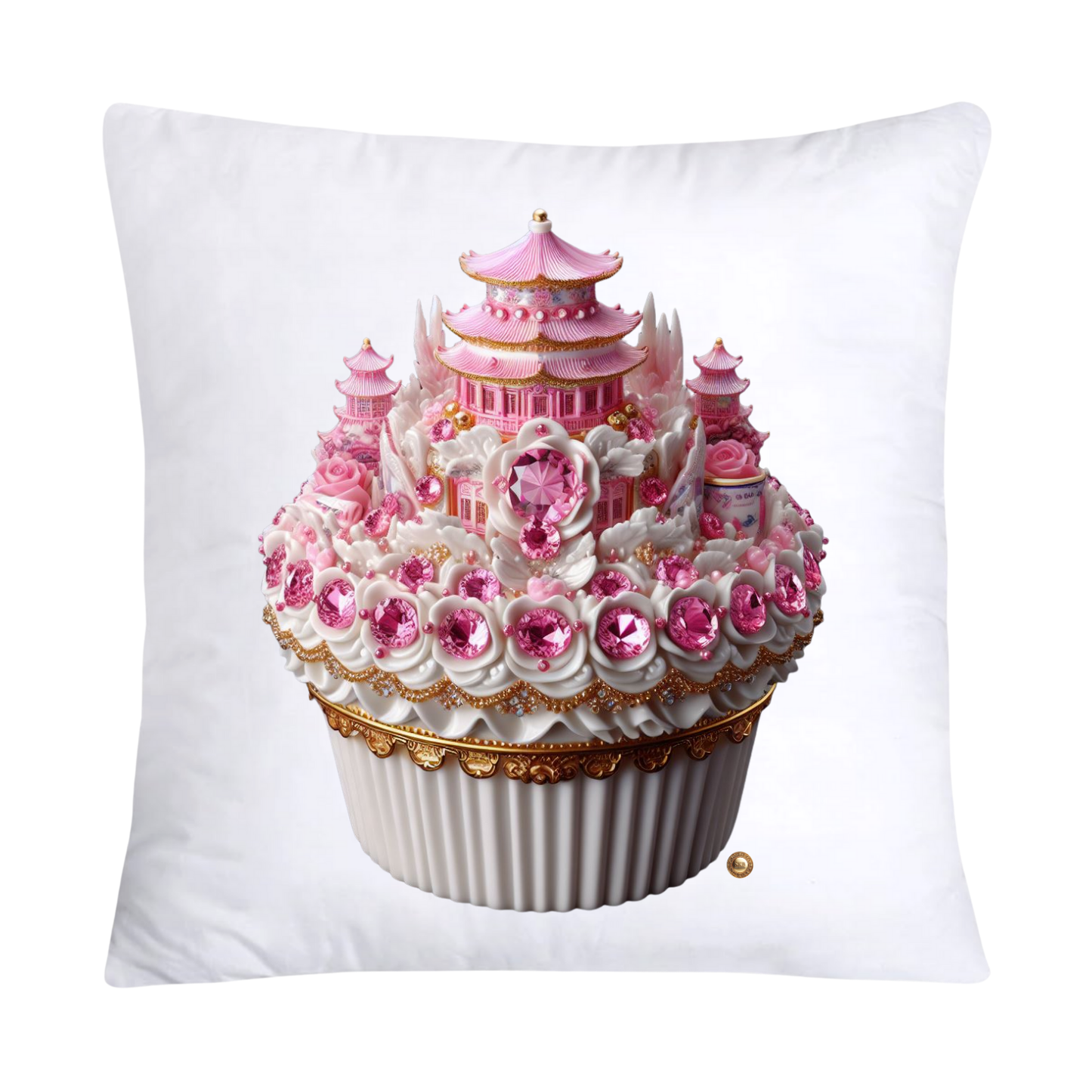 Pink Willow Chinoiserie Decorative Cupcake Throw Pillow Cover 18x18-2341