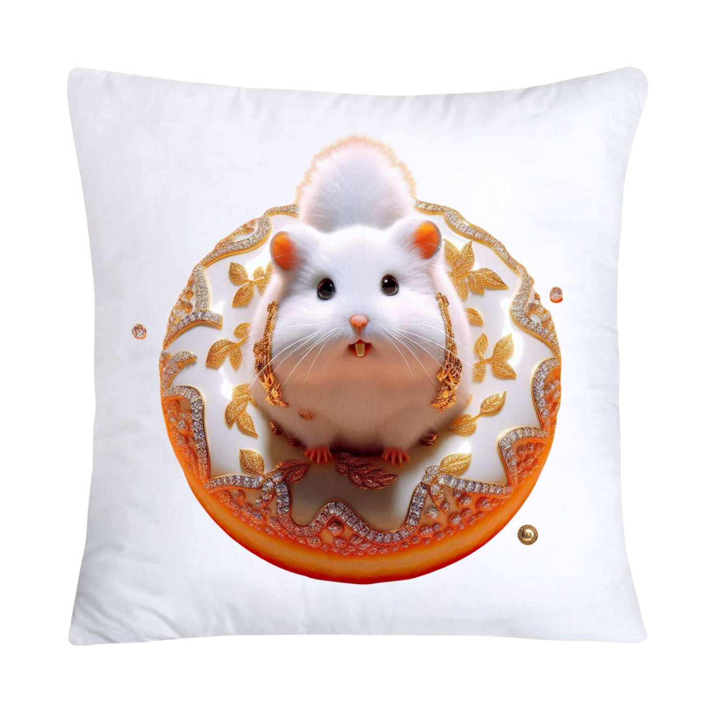 Orange Willow Whimsical Hamster in Donut Hole Pillow Covers 18X18-2203