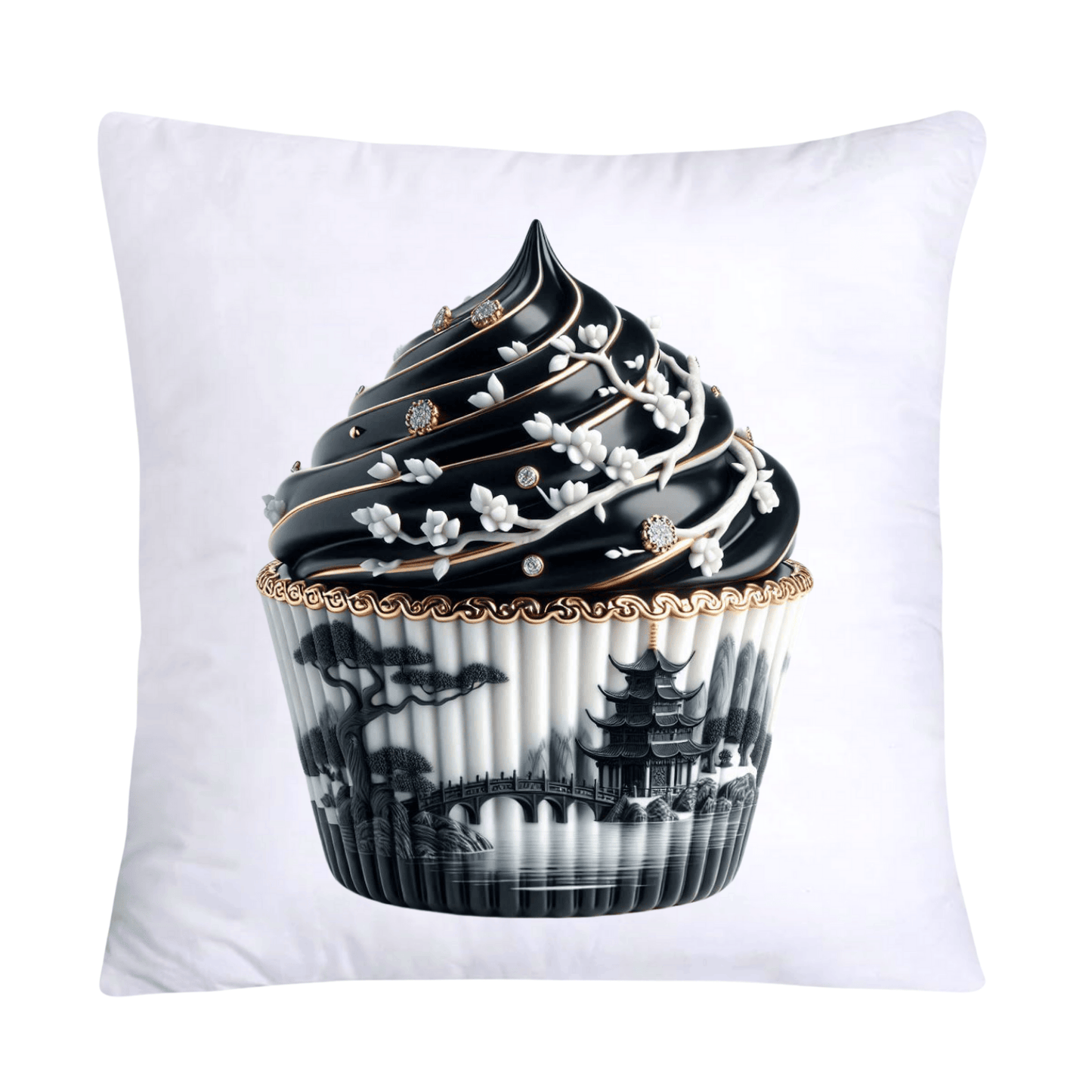 Black Willow Chinoiserie Cupcake 18x18 Throw Pillow Covers-5999