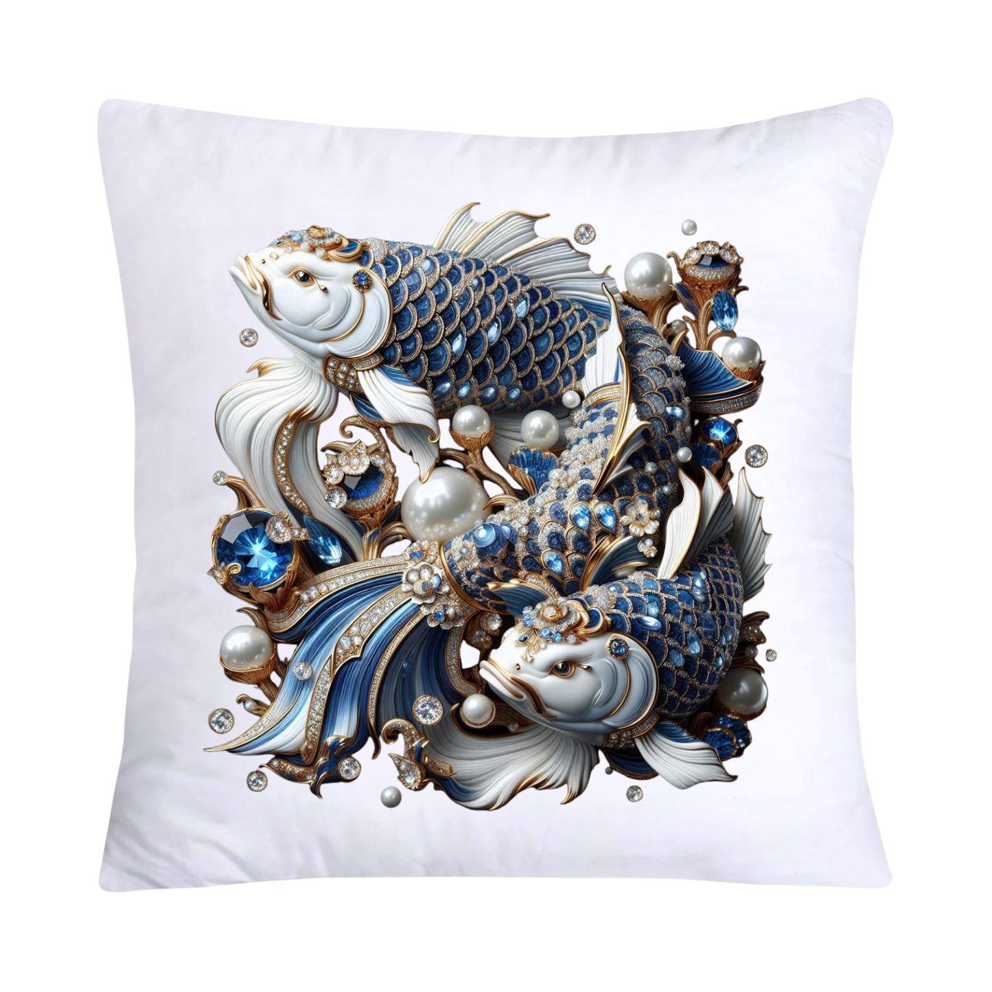 Blue Willow Stunning Koi Fish Pillow Covers 18x18-5087