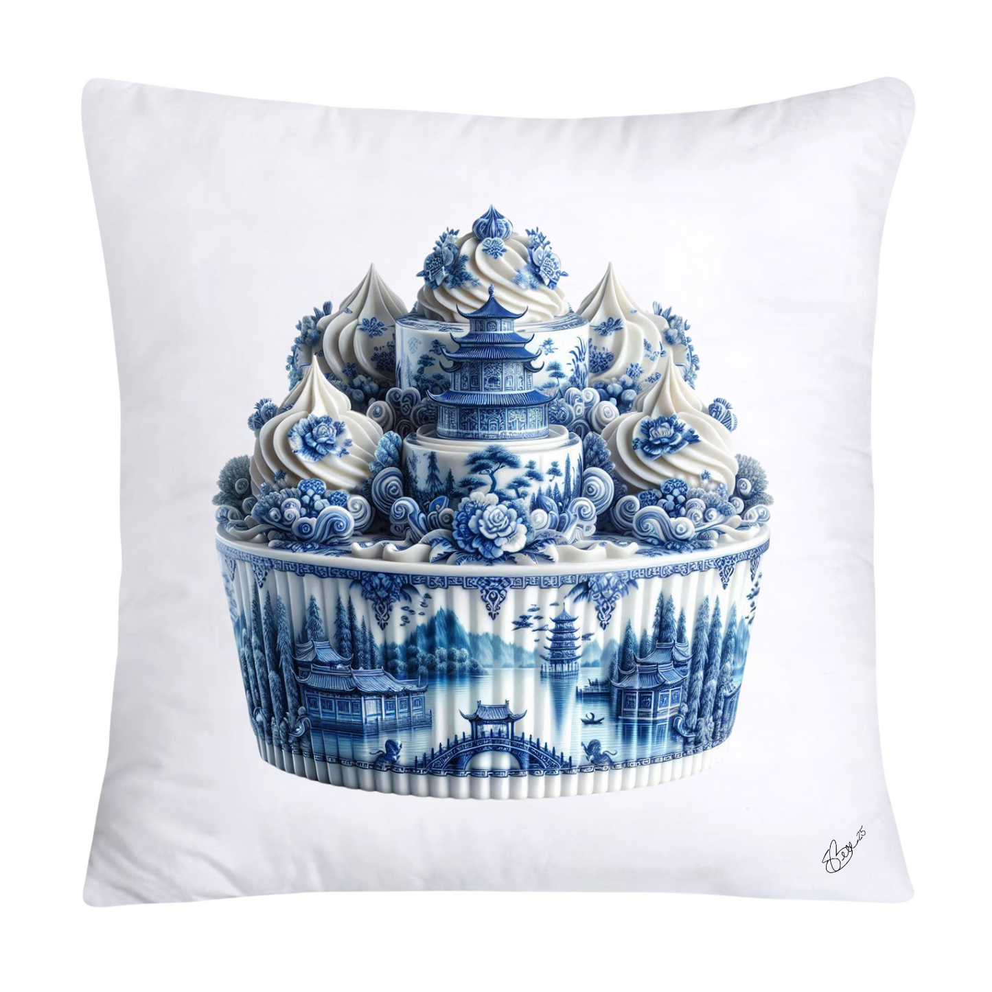 Blue Willow 18x18 Chinoiserie Cupcake Throw Pillow Covers-4952