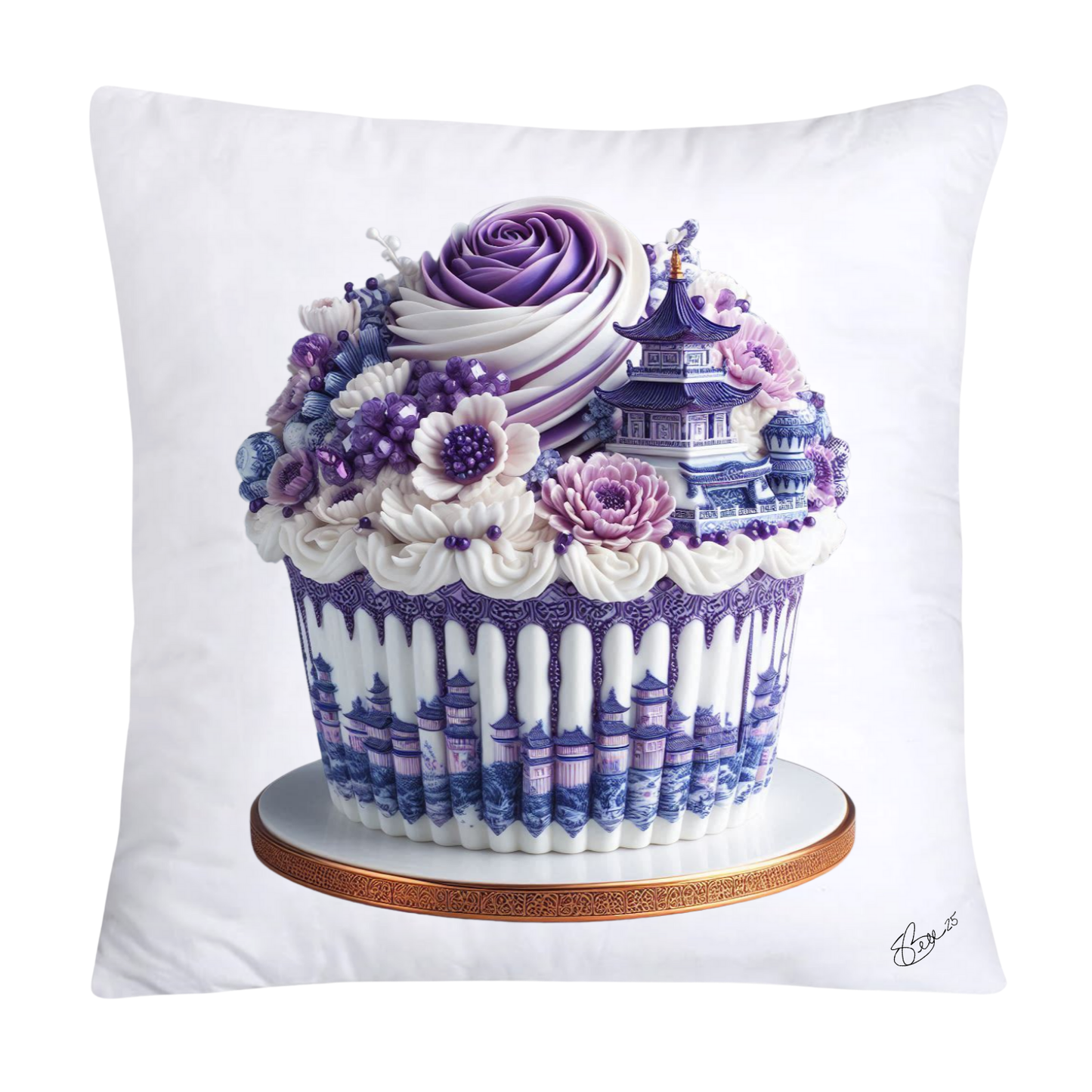 18x18 Purple Willow Chinoiserie Cupcake Throw Pillow Covers-5397