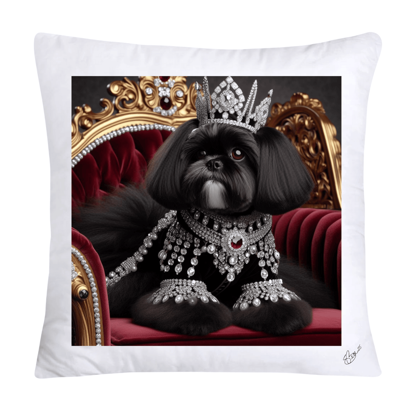 Royal Pet Portrait Pillow Covers 18X18-Shih Tzu at Versailles-2813